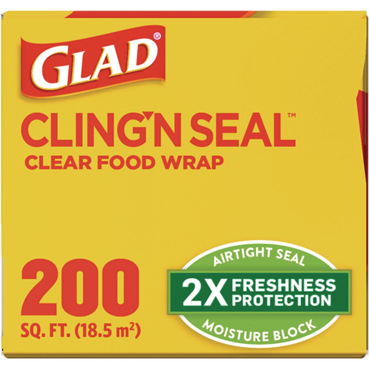 Glad® Cling'N Seal Plastic Food Wrap, 200 sq ft
