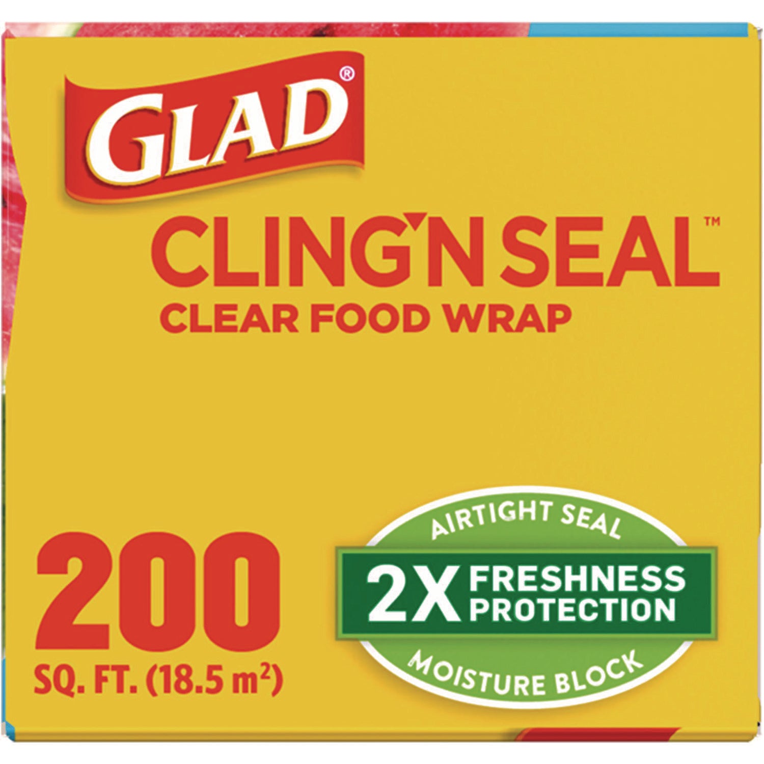 Glad® Cling'N Seal Plastic Food Wrap, 200 sq ft