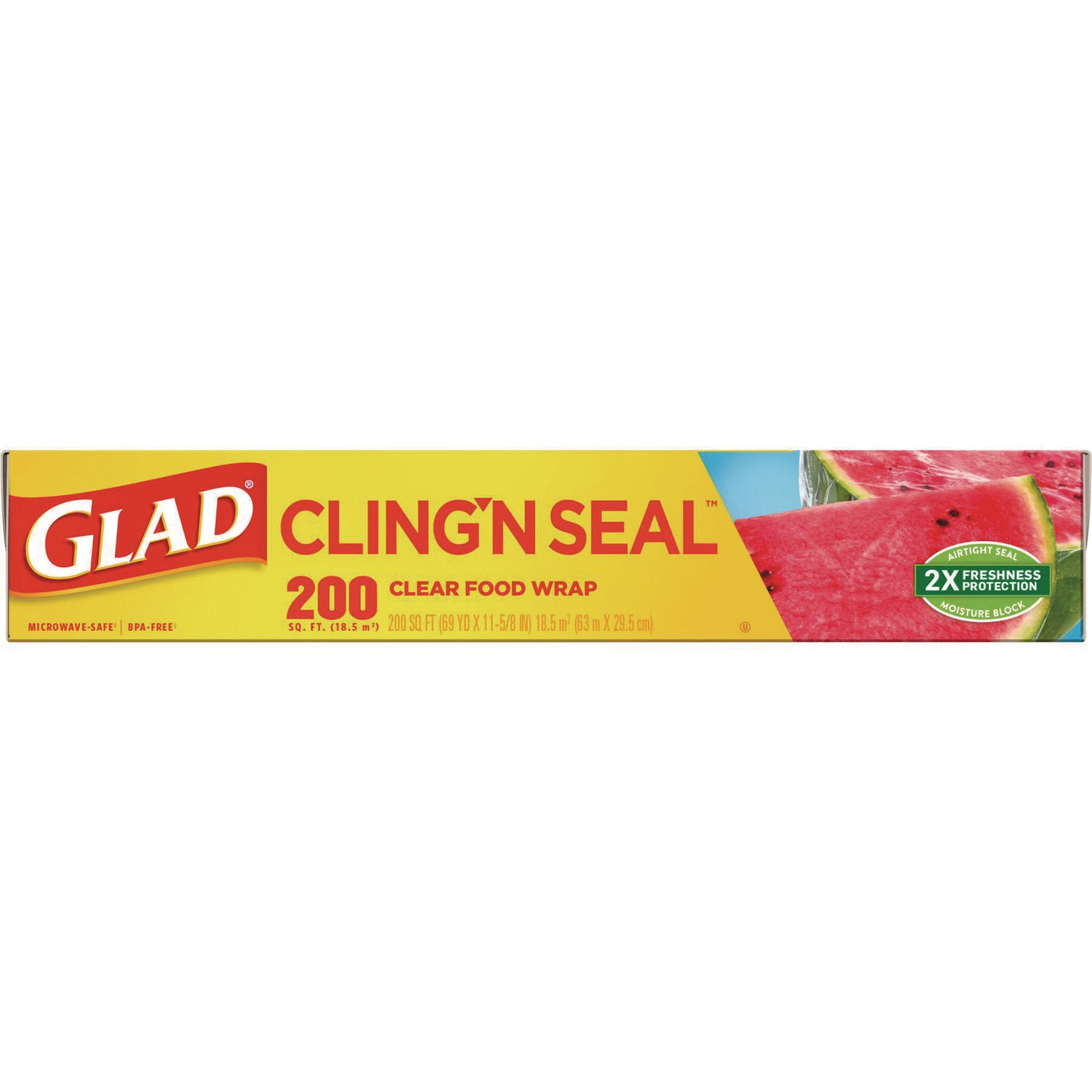 Glad® Cling'N Seal Plastic Food Wrap, 200 sq ft, 12 Rolls/Carton