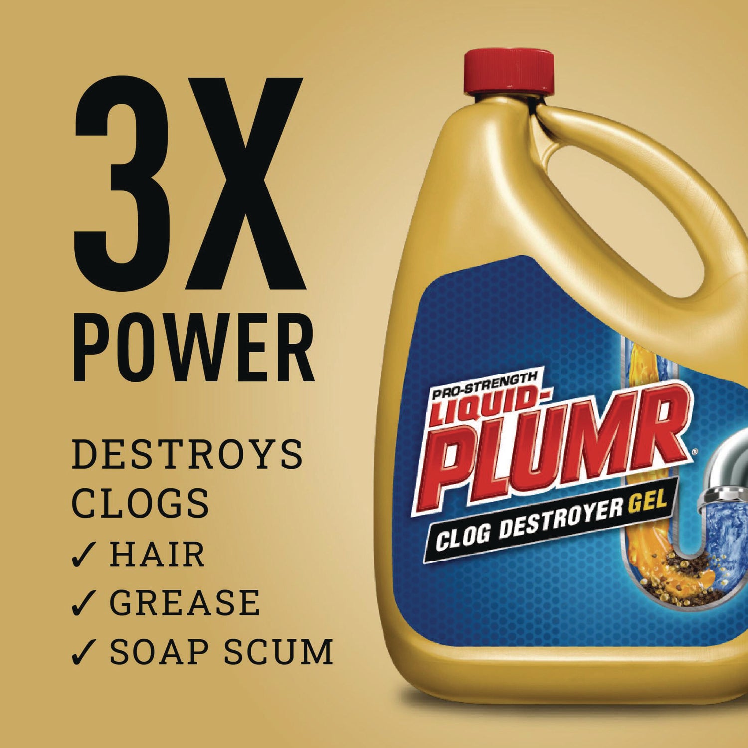 Liquid Plumr® Pro-Strength Full Clog Destroyer Plus PipeGuard, Gel, 80 oz, 6/Carton