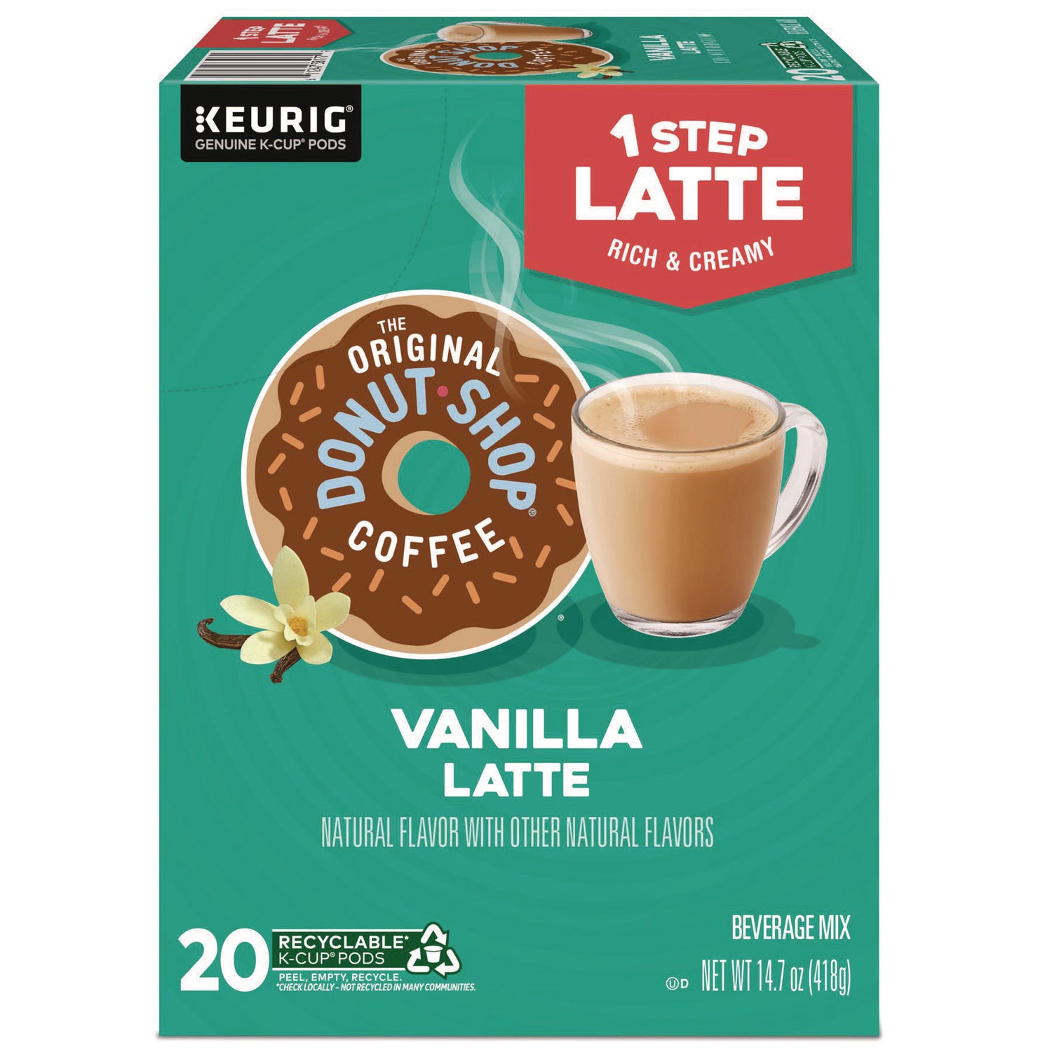 The Original Donut Shop® Vanilla One Step Latte K-Cup, 20/Box