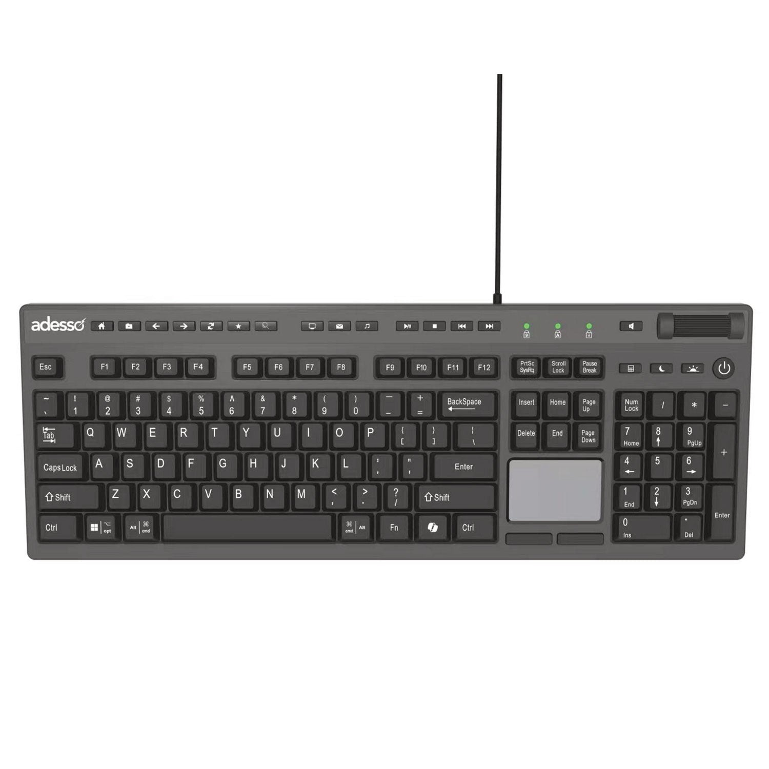 Adesso CyberTouch Desktop Keyboard with Touchpad, Black