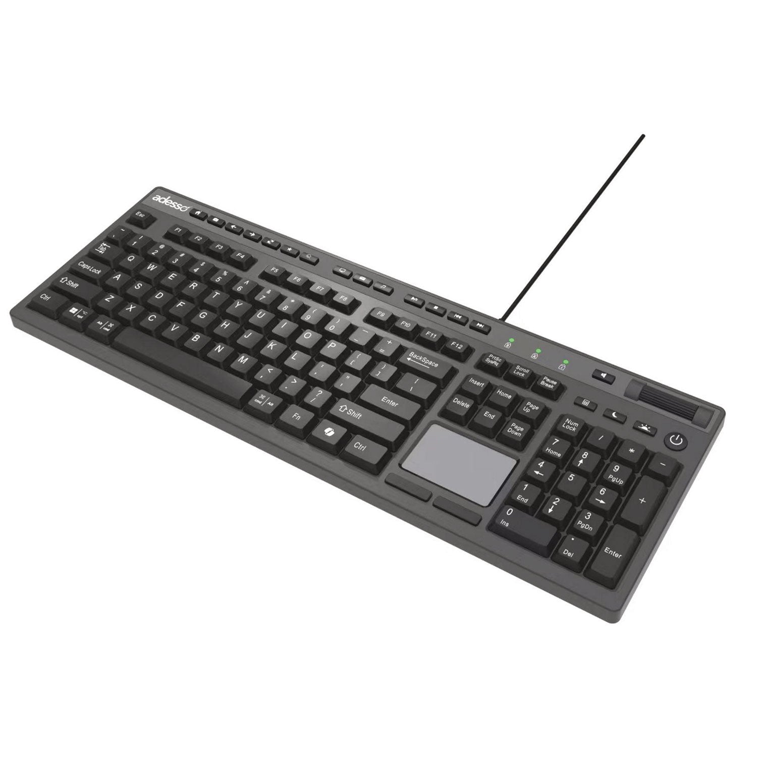 Adesso CyberTouch Desktop Keyboard with Touchpad, Black