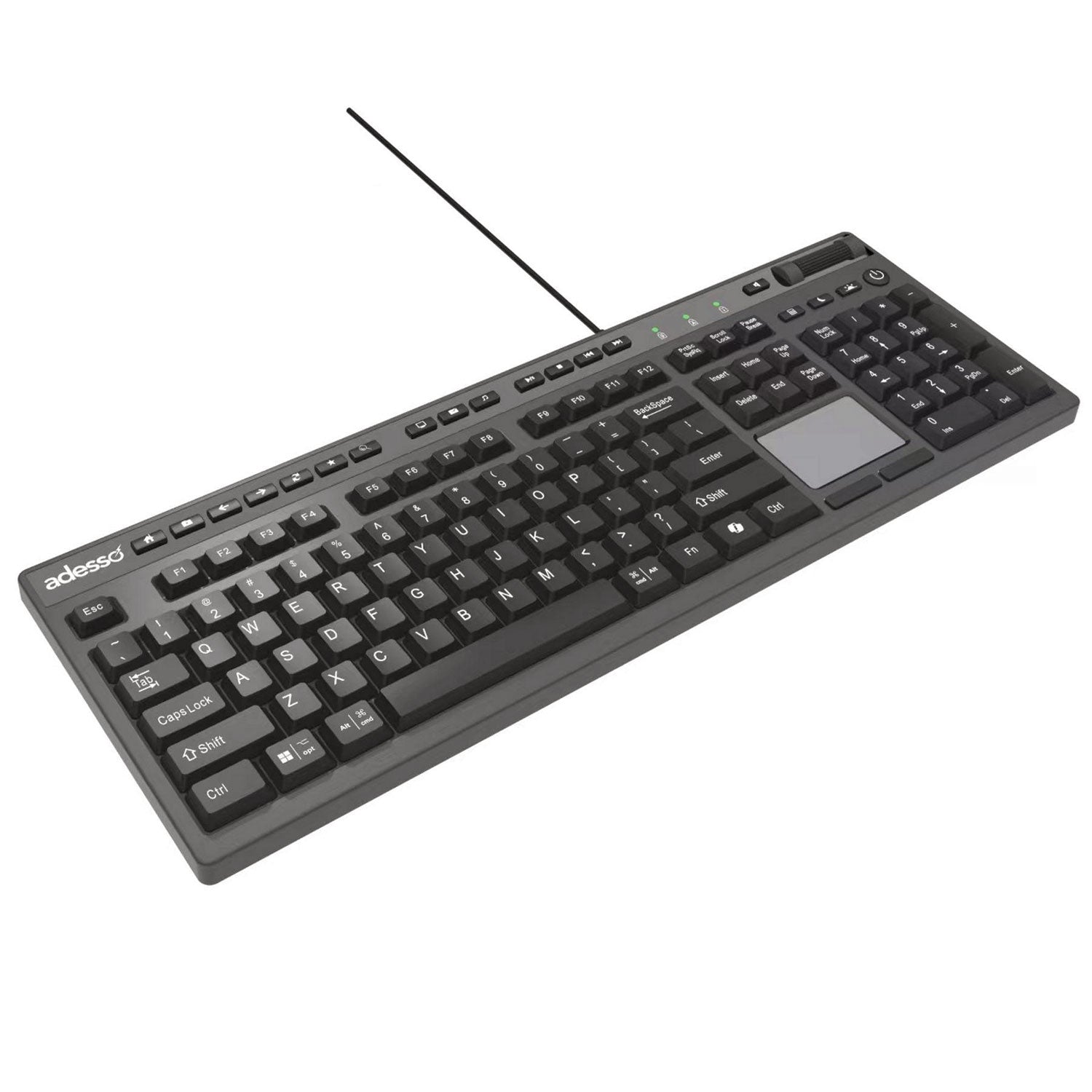 Adesso CyberTouch Desktop Keyboard with Touchpad, Black