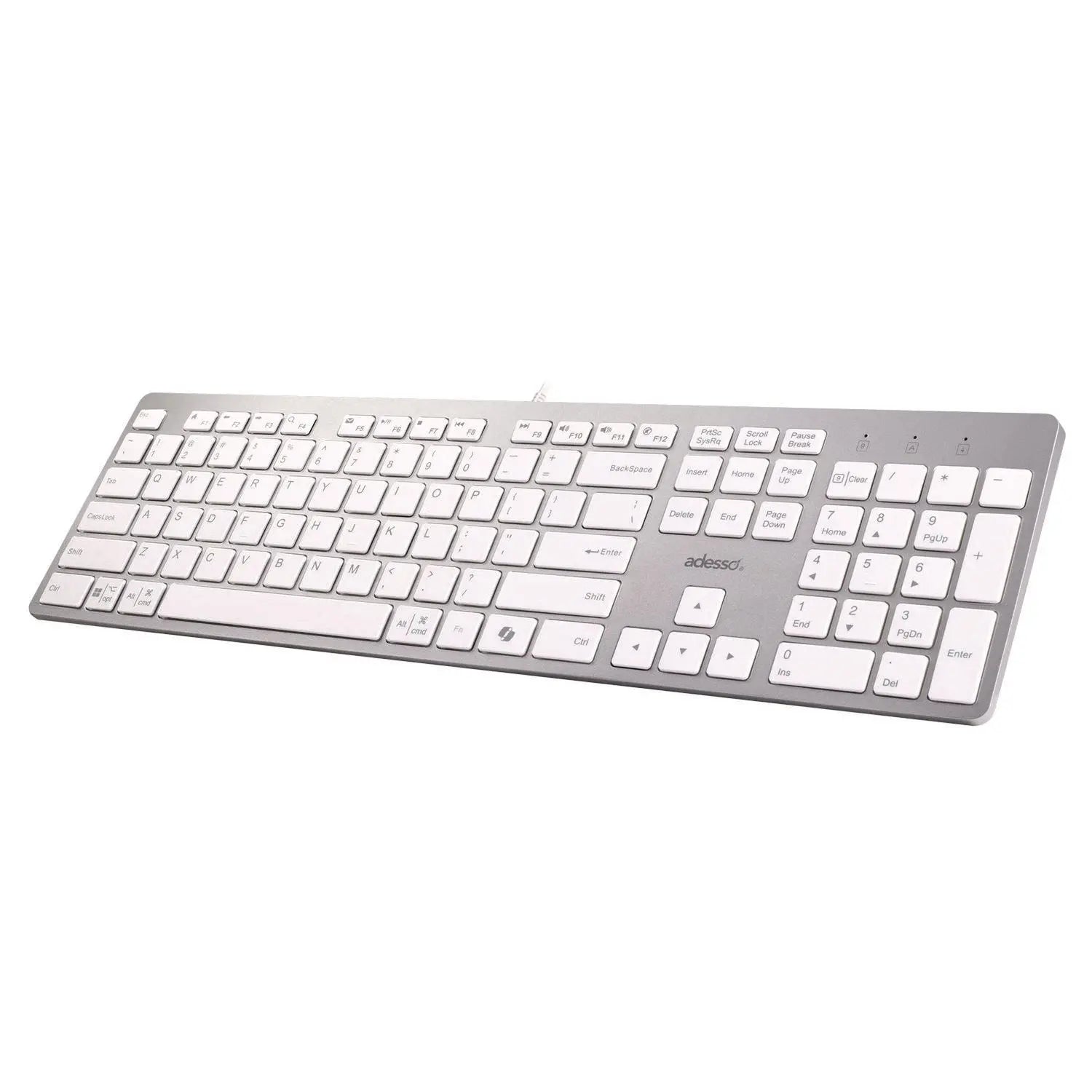 AKB-730UW Keyboard, Silver/White Adesso Flipcost