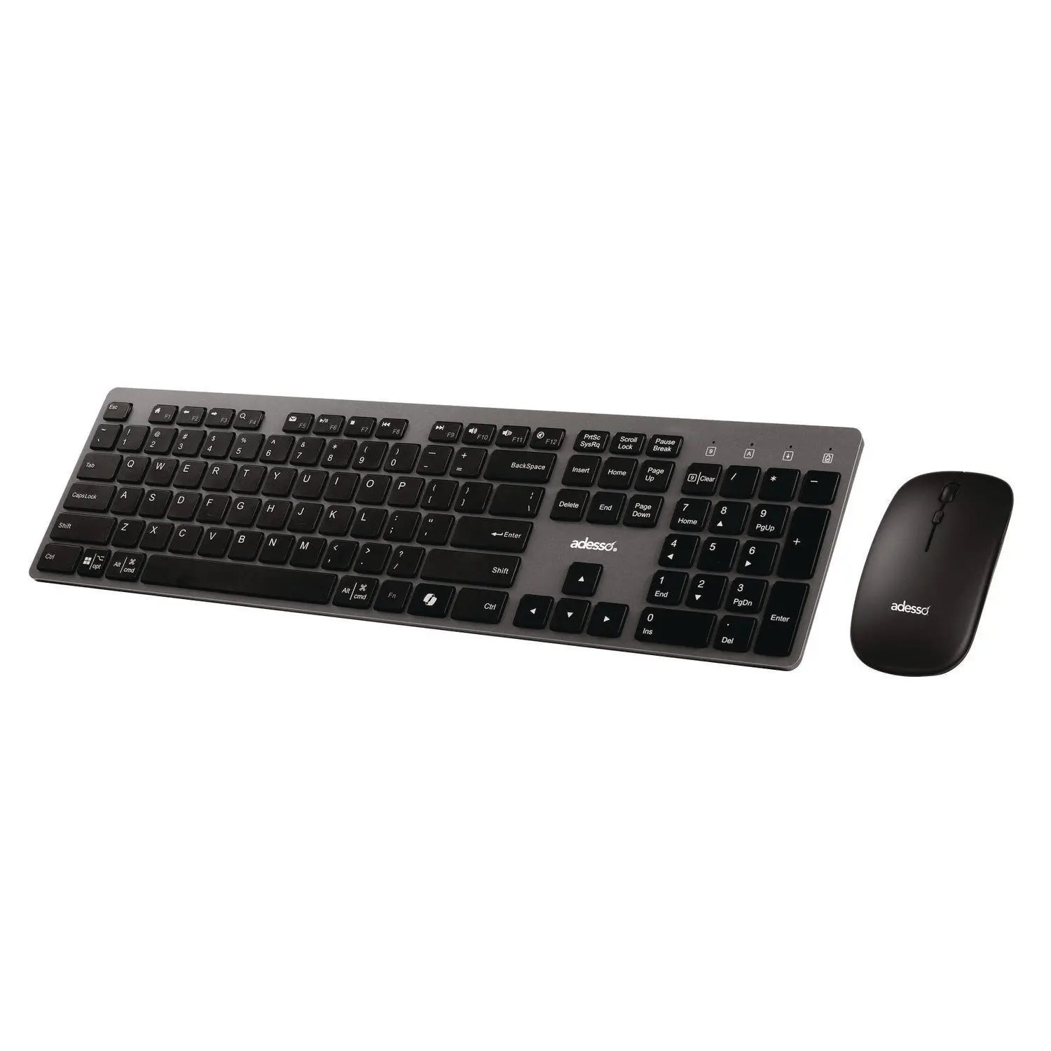 WKB-7300 Wireless Keyboard and Mouse, 2.4 GHz Frequency/30 ft Wireless Range, Gray/Black Adesso Flipcost