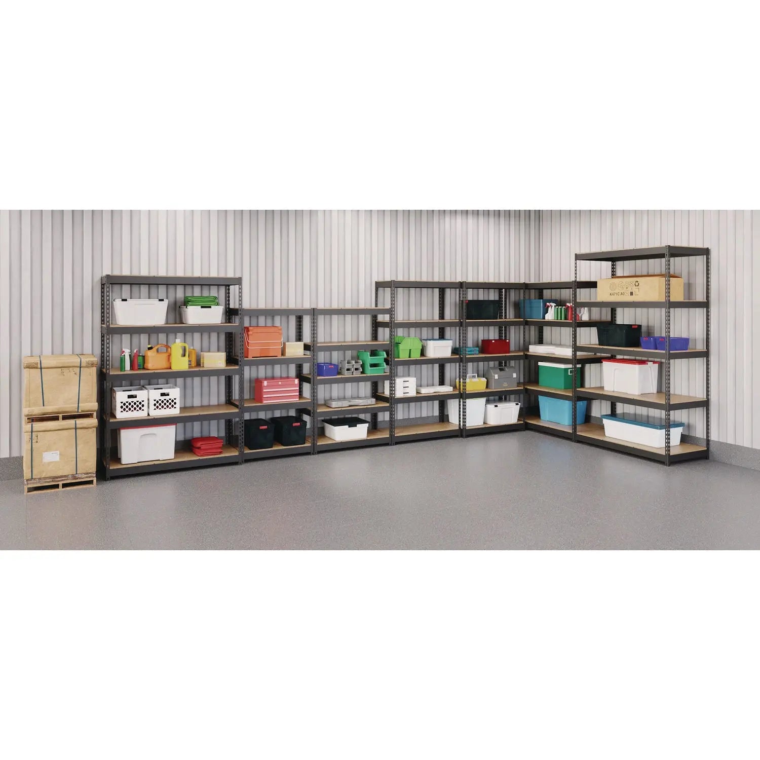 Steel Shelving with Particleboard Shelves, Four-Shelf, 30w x 16d x 60h, Steel, Black Alera® Flipcost