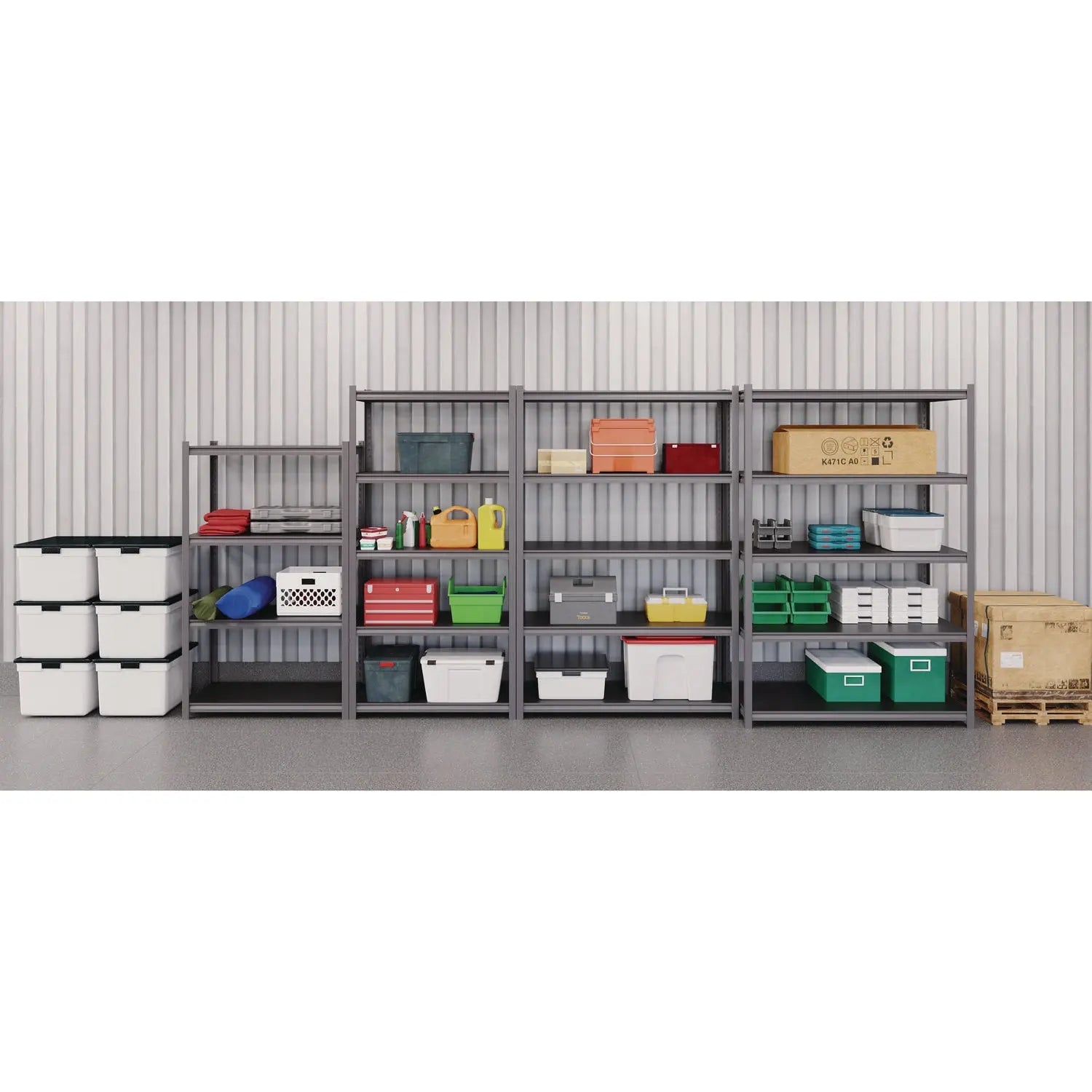 Steel Shelving Unit with Laminate Shelves, Four-Shelf, 36w x 18d x 60h, Steel, Black/Gun Metal Gray Alera® Flipcost