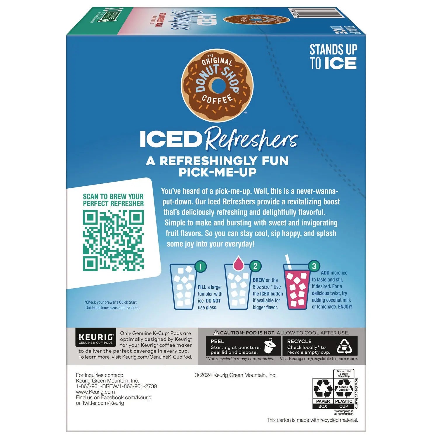 ICED Refreshers K-Cup Pods, Strawberry, 20/Box The Original Donut Shop® Flipcost