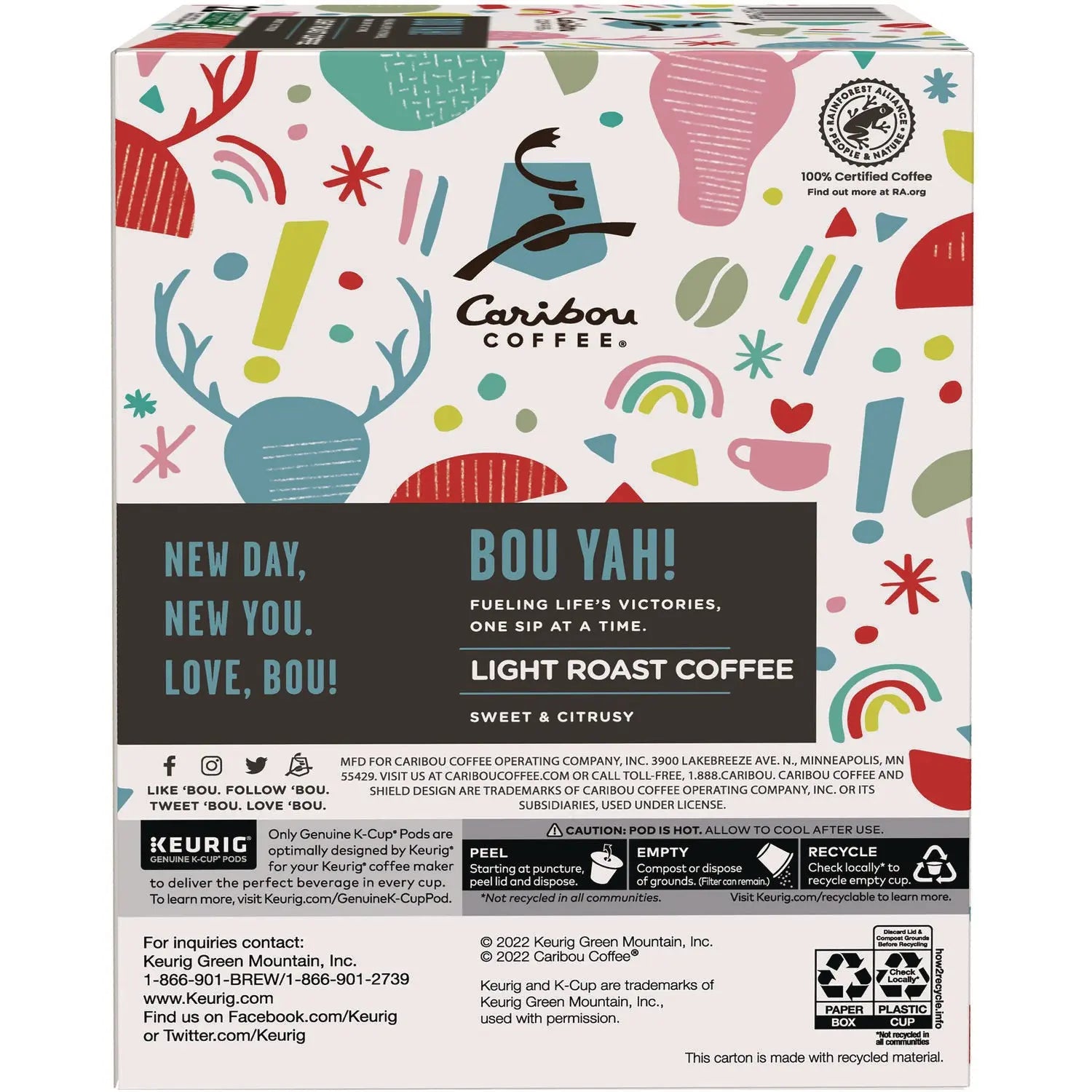 BOU YAH K-Cup Pods, Light Roast, 22/Box Caribou Coffee® Flipcost
