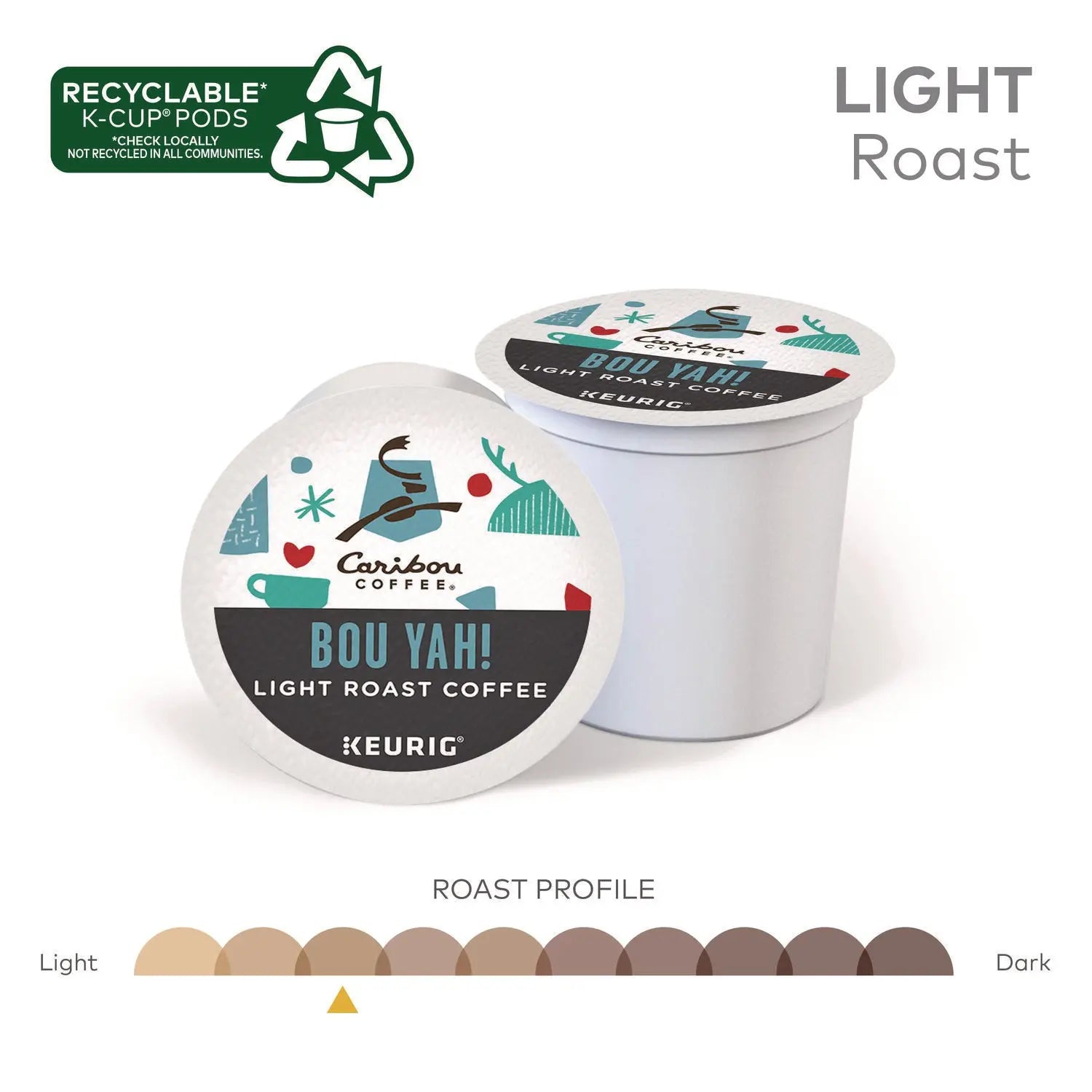 BOU YAH K-Cup Pods, Light Roast, 22/Box Caribou Coffee® Flipcost