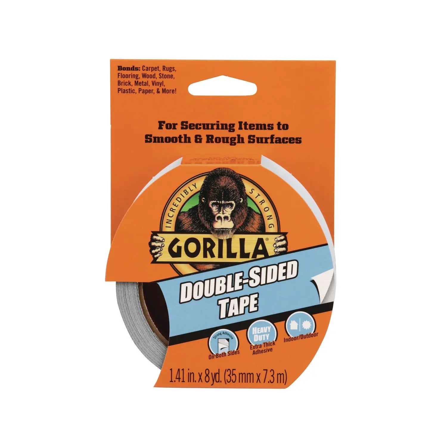 Double-Sided Tape, 3" Core, 1.4" x 8 yds, Gray