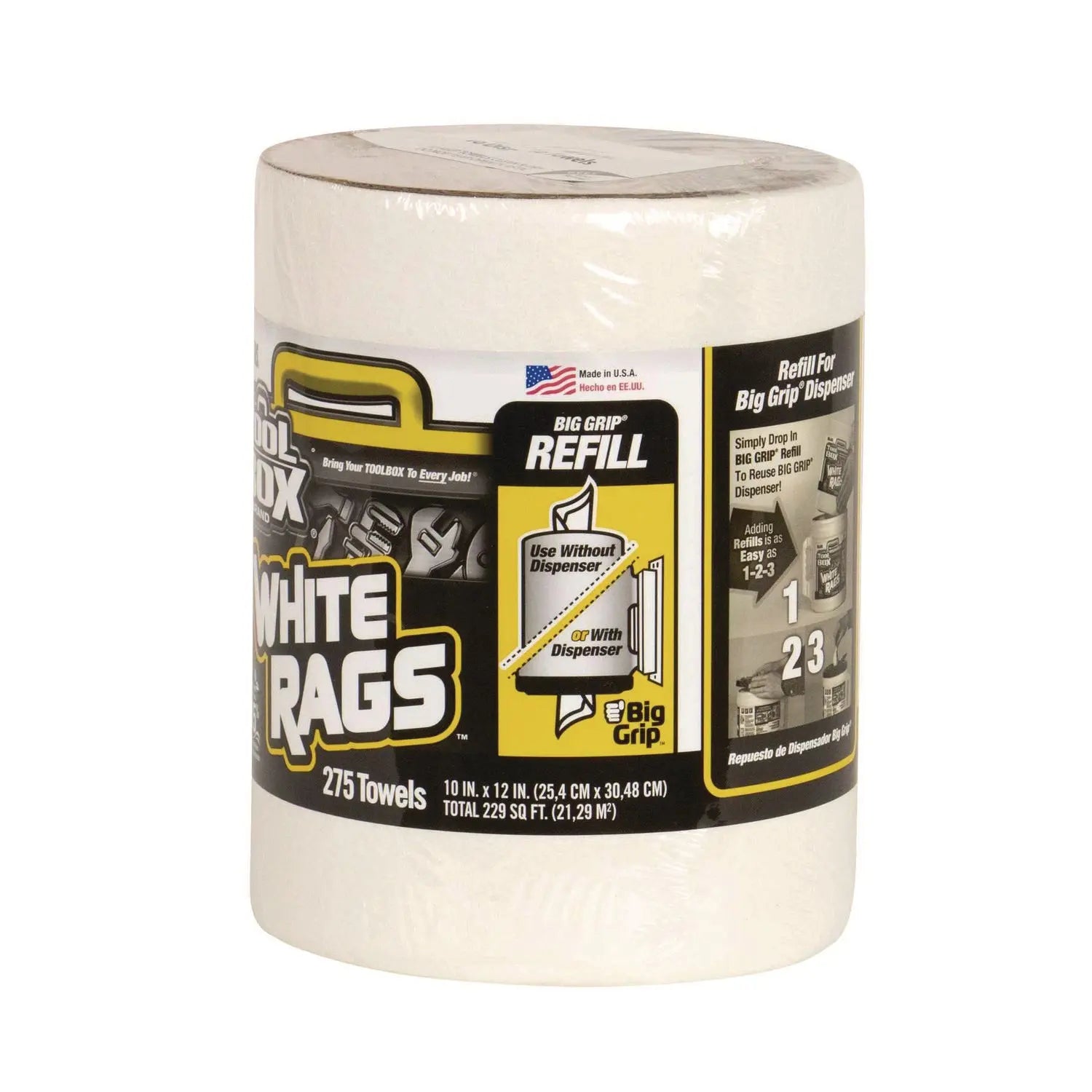 Z300 Wipers Big Grip Refill, 1-Ply, 10 x 12, White, 6/Carton TOOLBOX® Flipcost