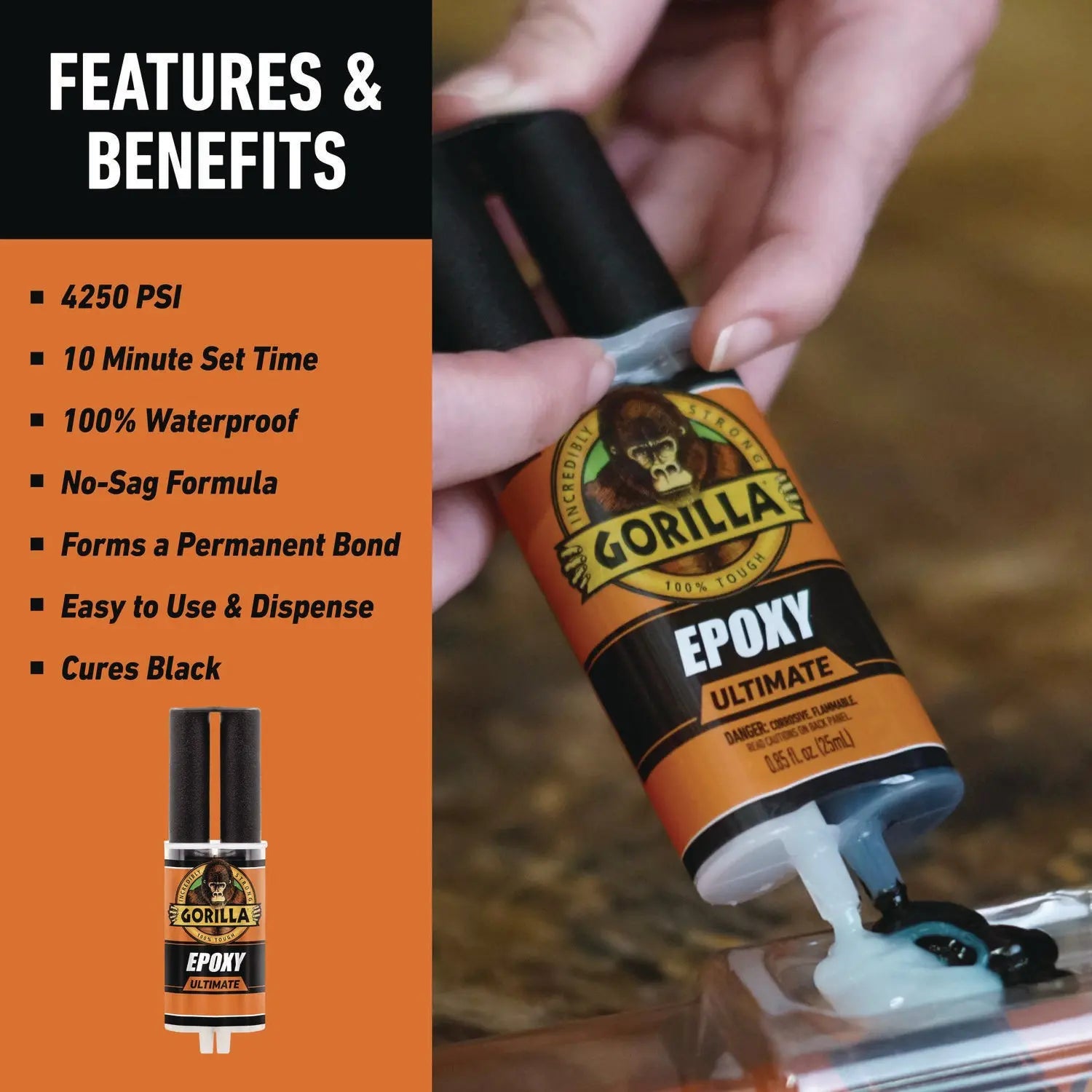 Epoxy Ultimate, 0.85 oz Syringe, Dries Black Gorilla® Flipcost