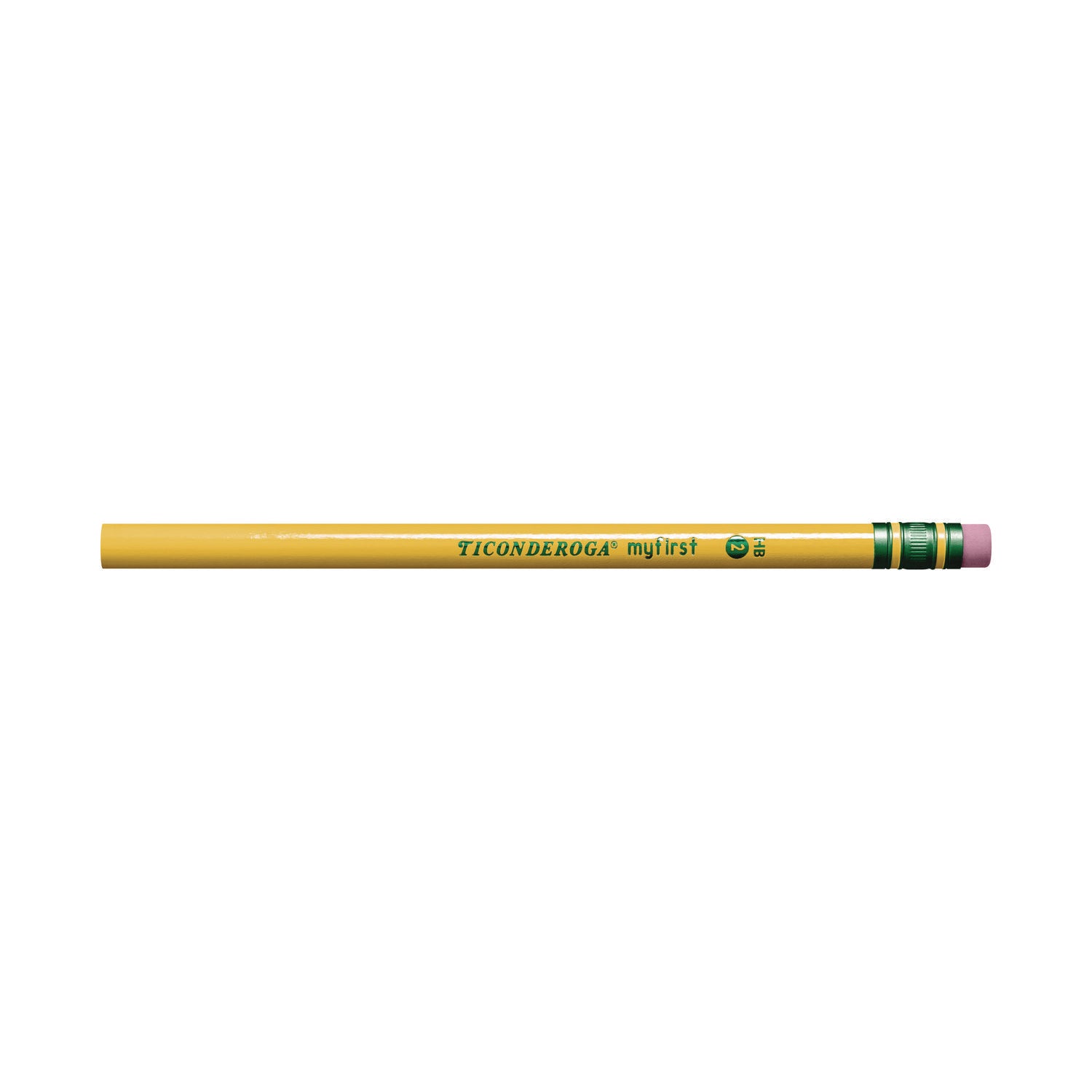 Dixon® Ticonderoga Beginners Woodcase Pencil with Eraser and Microban, HB (#2), Black Lead, Yellow Barrel, 12/Pack