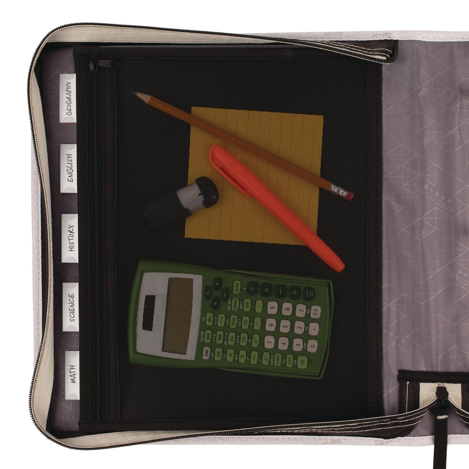 Five Star® Zipper Binder, 3 Rings, 2" Capacity, 11 X 8.5, Black/gray Accents