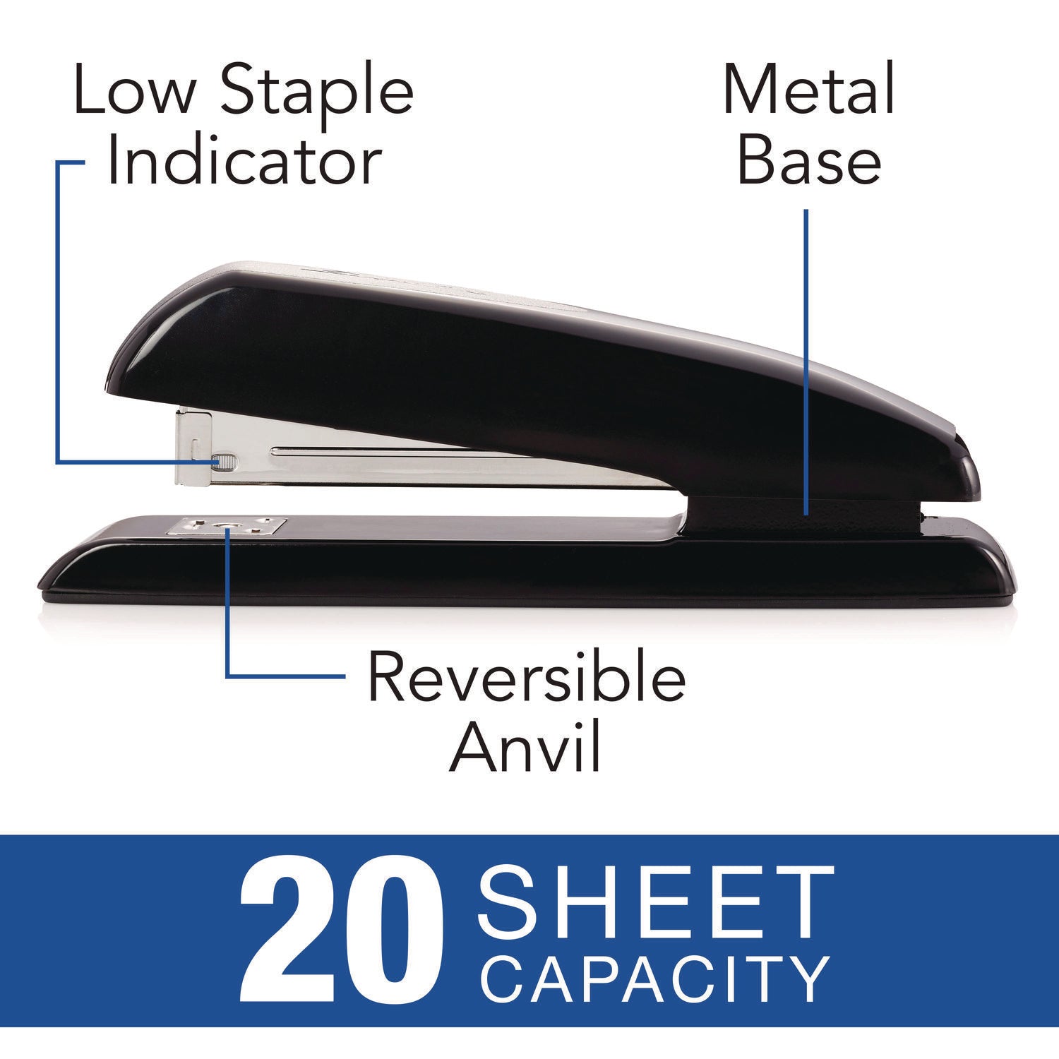 Swingline® Durable Full Strip Desk Stapler, 25-Sheet Capacity, Black