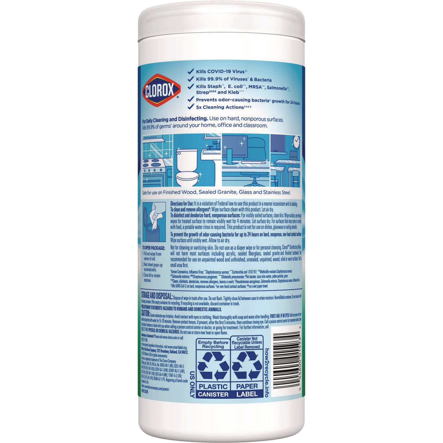 Clorox® Disinfecting Wipes, 1-Ply, 7 x 8, Fresh Scent, White, 35/Canister, 12 Canisters/Carton