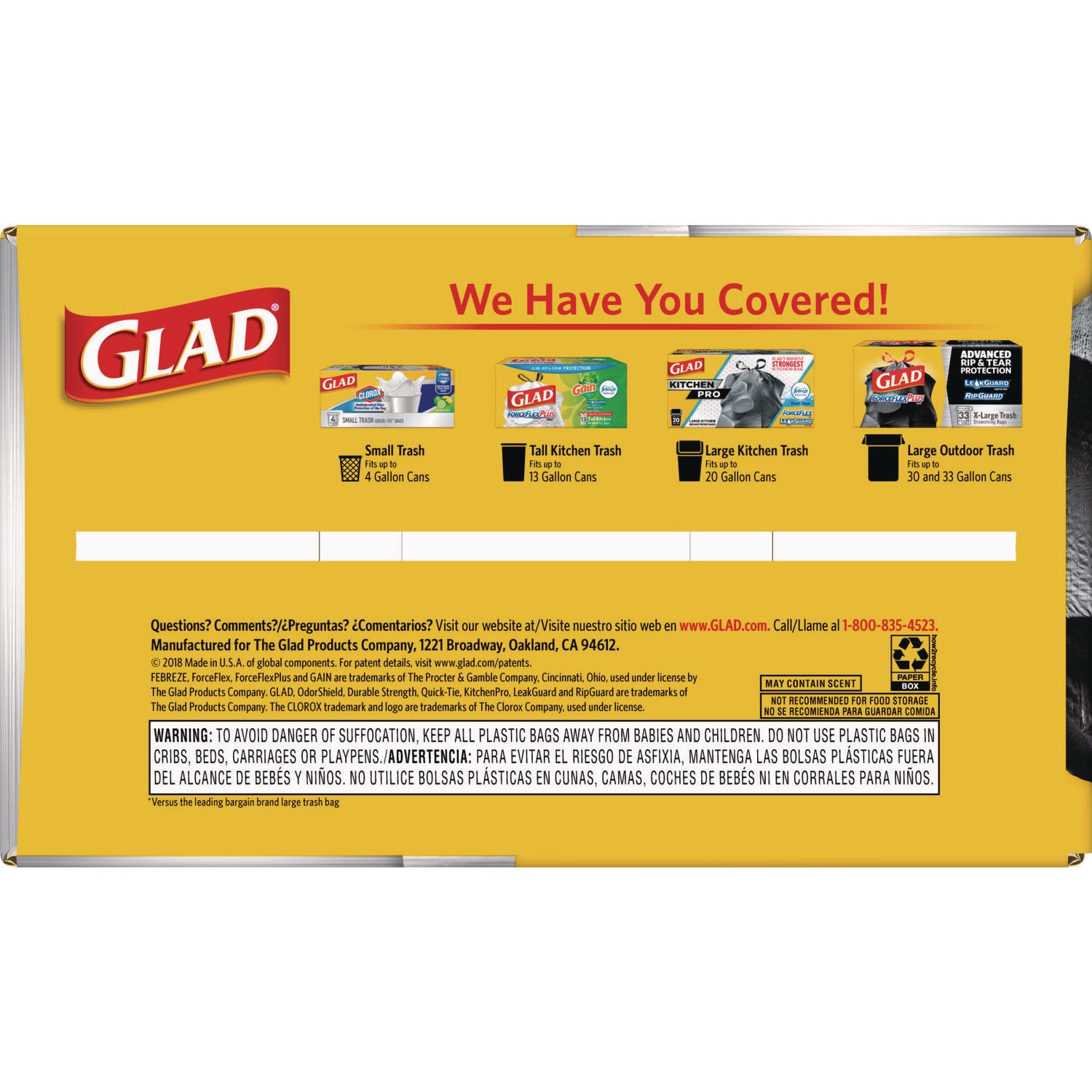 Glad® Forceflexplus Drawstring Large Trash Bags, 30 Gal, 1.05 Mil, 30" X 32", Black, 70/box