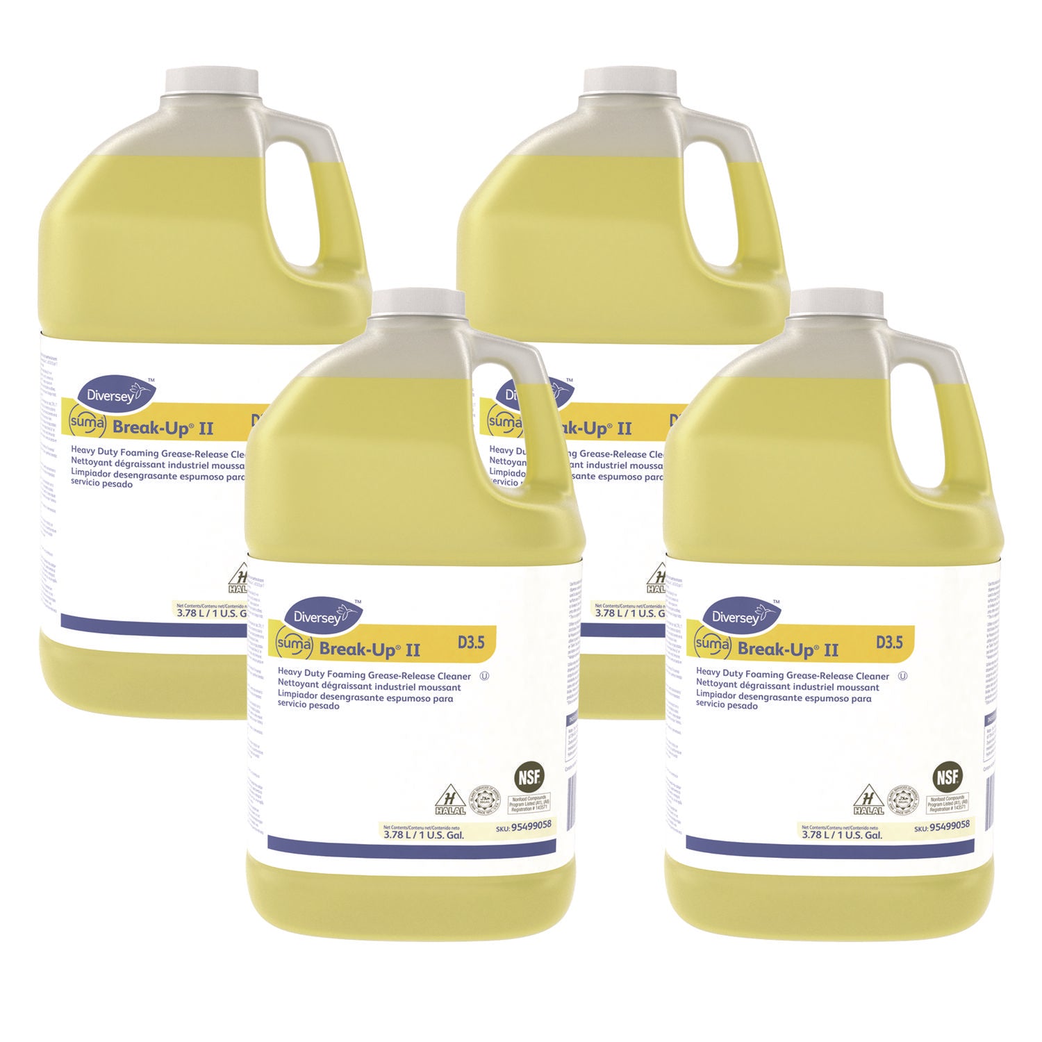 Suma Break-Up II D3.5 Heavy-Duty Foaming Grease-Release Cleaner, 128 oz Bottle, 4/Carton