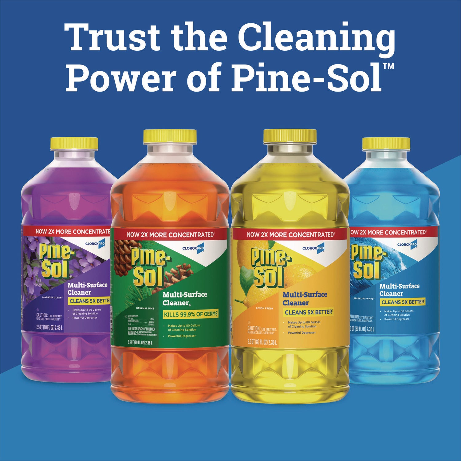 Pine-Sol® CloroxPro Multi-Surface Cleaner Concentrated, Lemon Fresh Scent, 80 oz Bottle, 3/Carton