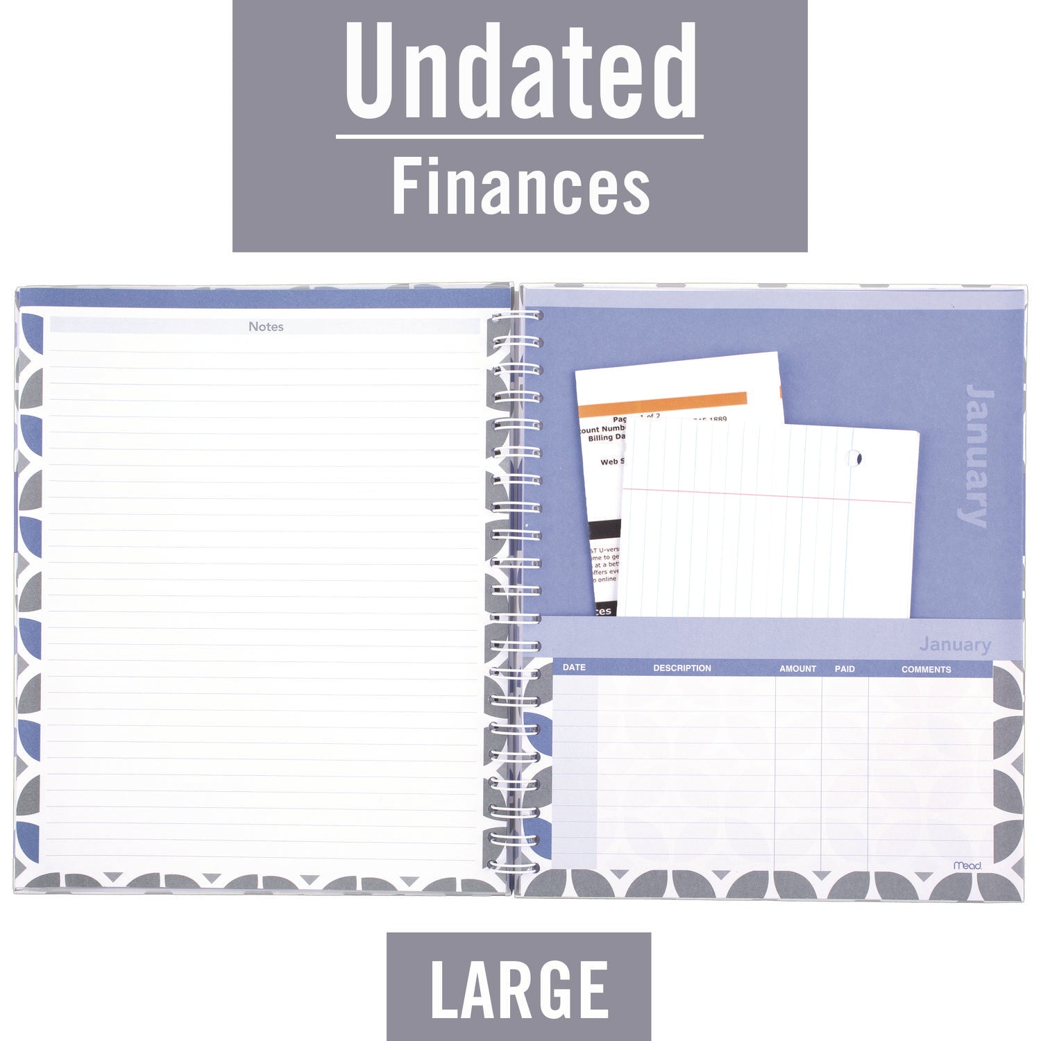 AT-A-GLANCE® Day Runner® Monthly Home Finance Organizer, 5 Column Format, Black/green/white Cover, 11 X 9 Sheets, 30 Sheets/book