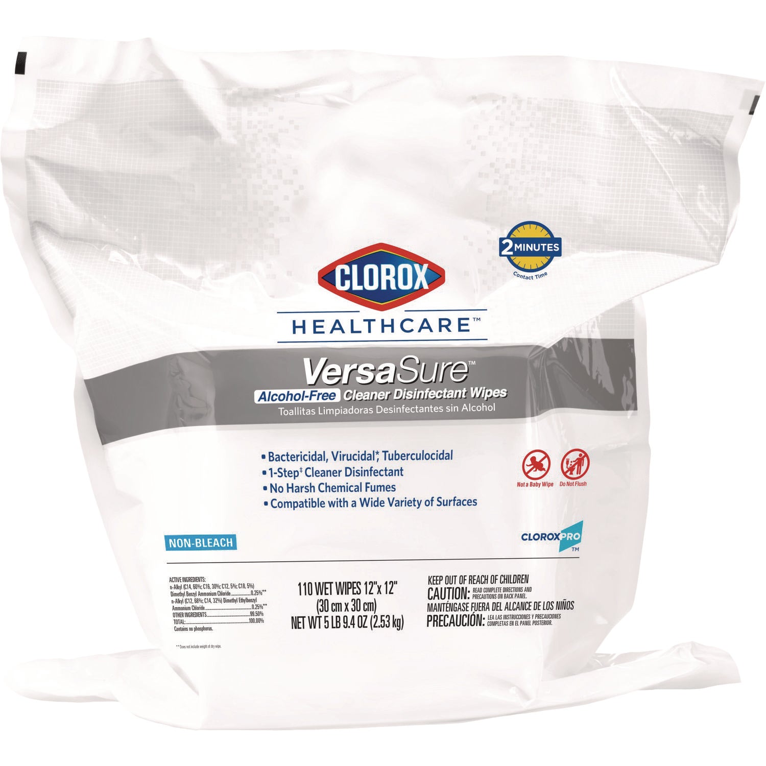 VersaSure Cleaner Disinfectant Wipes, 1-Ply, 12 x 12, Fragranced, White, 110/Pouch