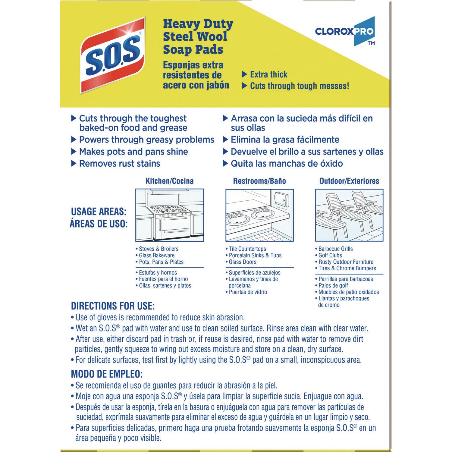 S.O.S.® Steel Wool Soap Pads, 2.4 x 3, Steel, 15 Pads/Box, 12 Boxes/Carton