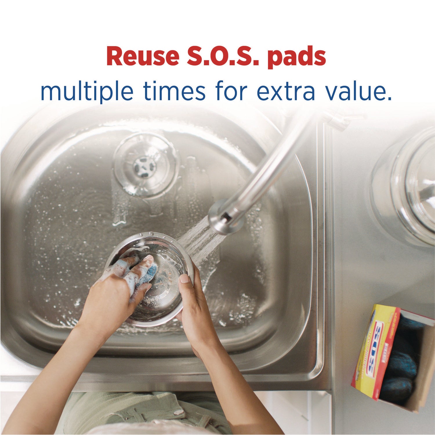 S.O.S.® Steel Wool Soap Pad, Steel, 4/box, 24 Boxes/carton