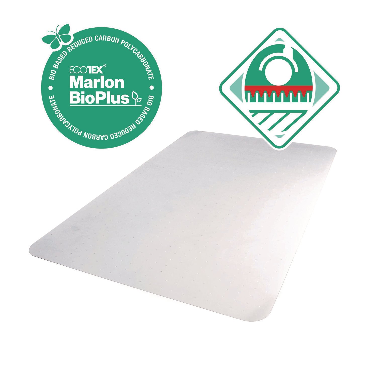 Floortex® Ecotex Marlon BioPlus Rectangular Polycarbonate Chair Mat for Low/Medium Pile Carpets, Rectangular, 35" w x 47" l, Clear