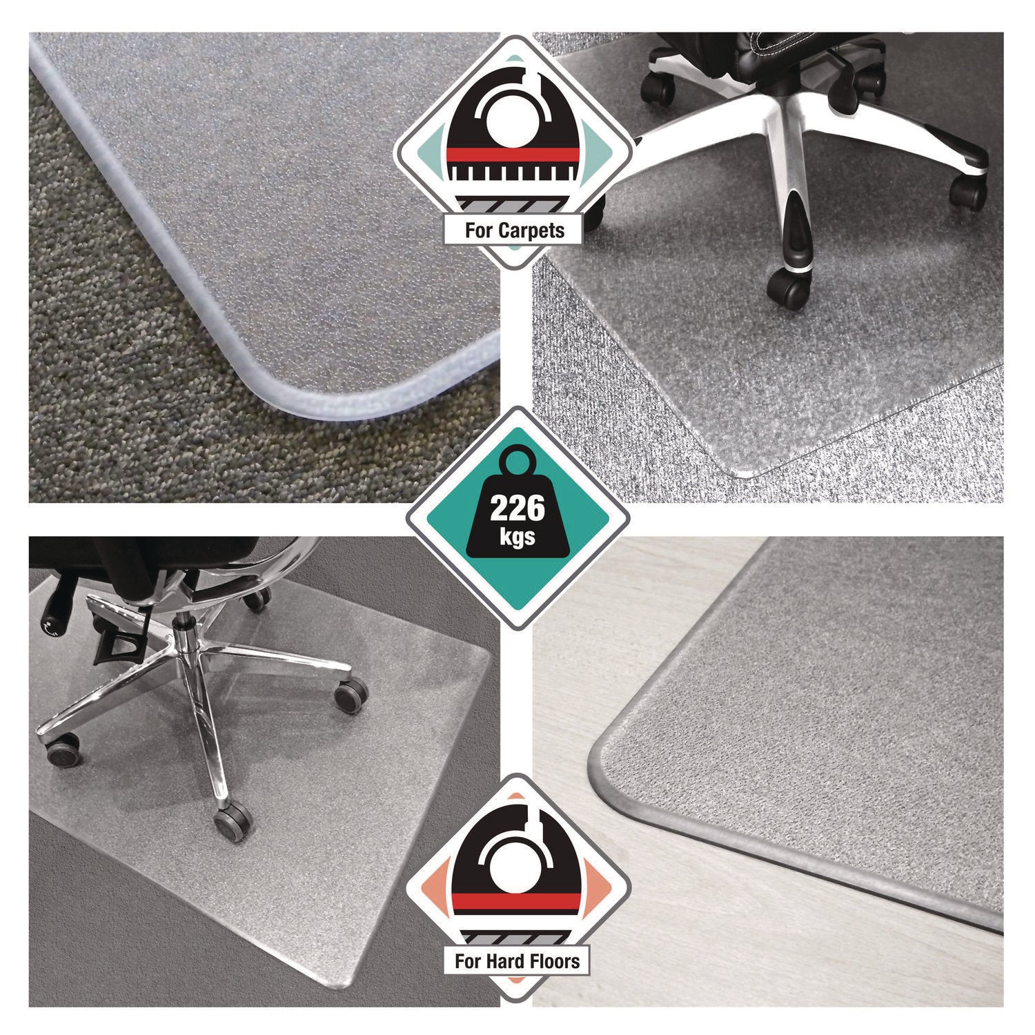 Floortex® Cleartex Megamat Heavy-Duty Polycarbonate Mat For Hard Floor/all Carpet, 46 X 60, Clear