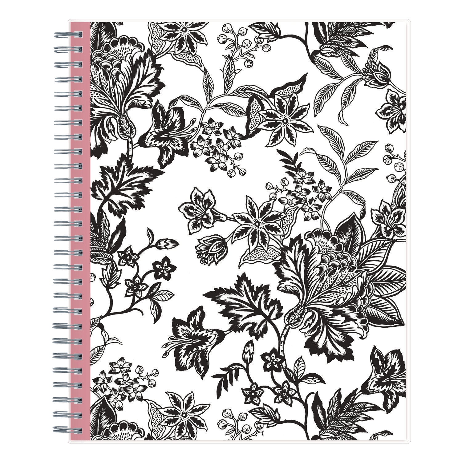 Blue Sky® Analeis Monthly Planner, Floral Artwork, 10 x 8, White/Black/Coral Cover, 12-Month (Jan to Dec): 2025