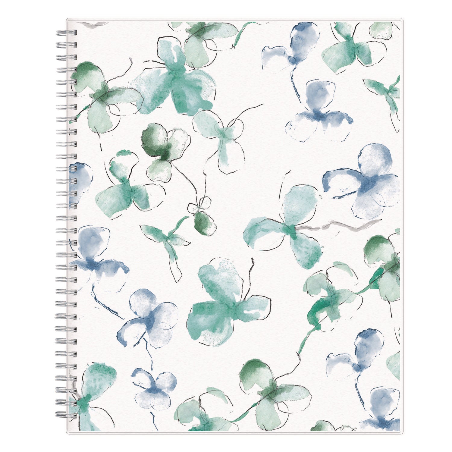 Blue Sky® Lindley Weekly/Monthly Planner, Floral Artwork, 11 x 8.5, White/Blue/Green Cover, 12-Month (Jan to Dec): 2025
