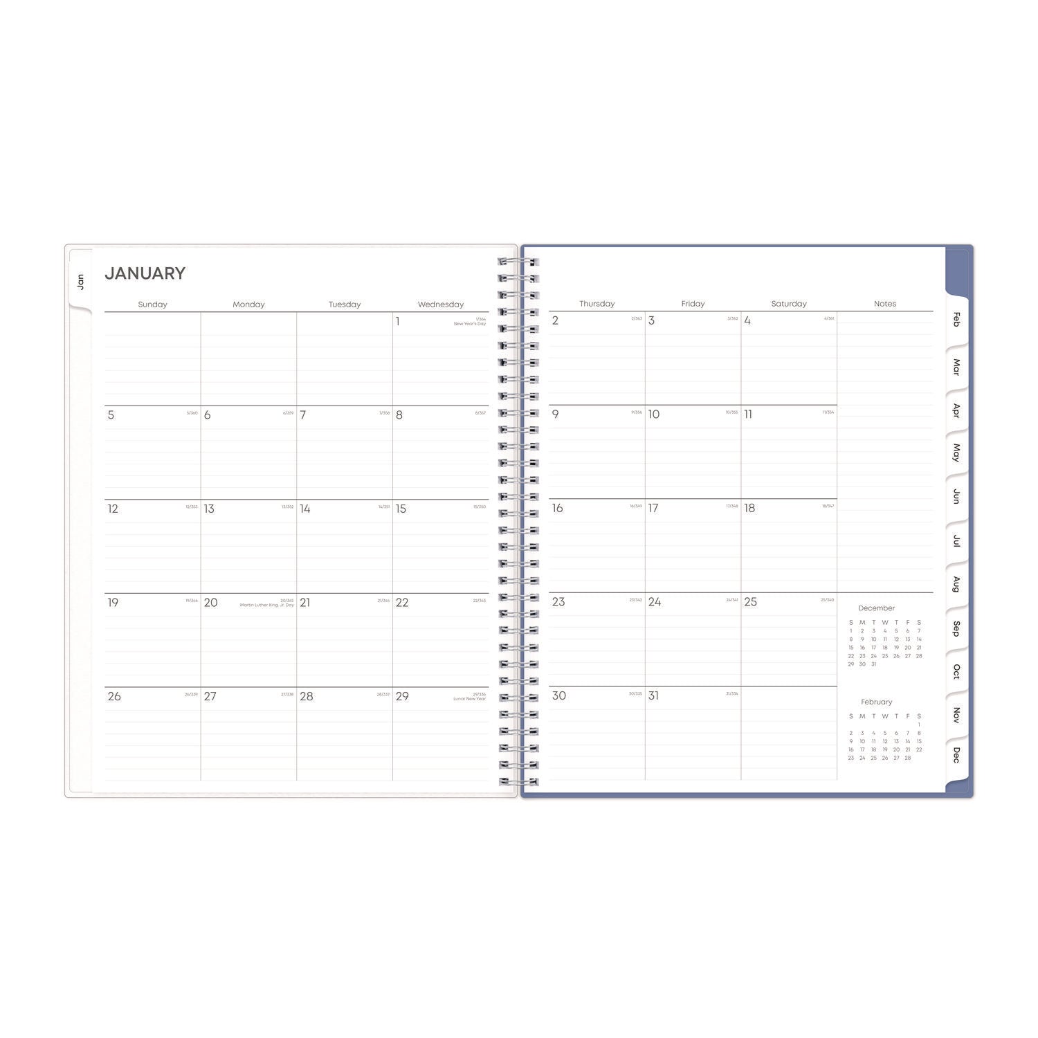 Blue Sky® Lindley Weekly/Monthly Planner, Floral Artwork, 11 x 8.5, White/Blue/Green Cover, 12-Month (Jan to Dec): 2025