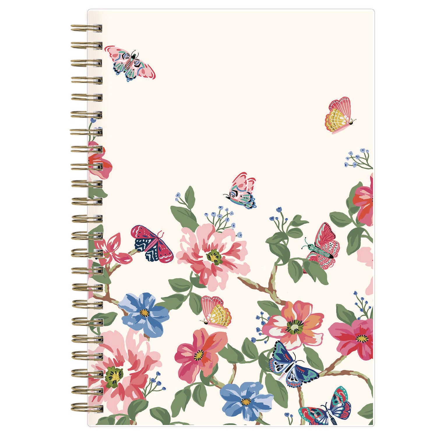 Blue Sky® Fly By Frosted Weekly/Monthly Planner, Butterflies Artwork, 8 x 5, Blush/Pink Cover, 12-Month (Jan to Dec): 2025
