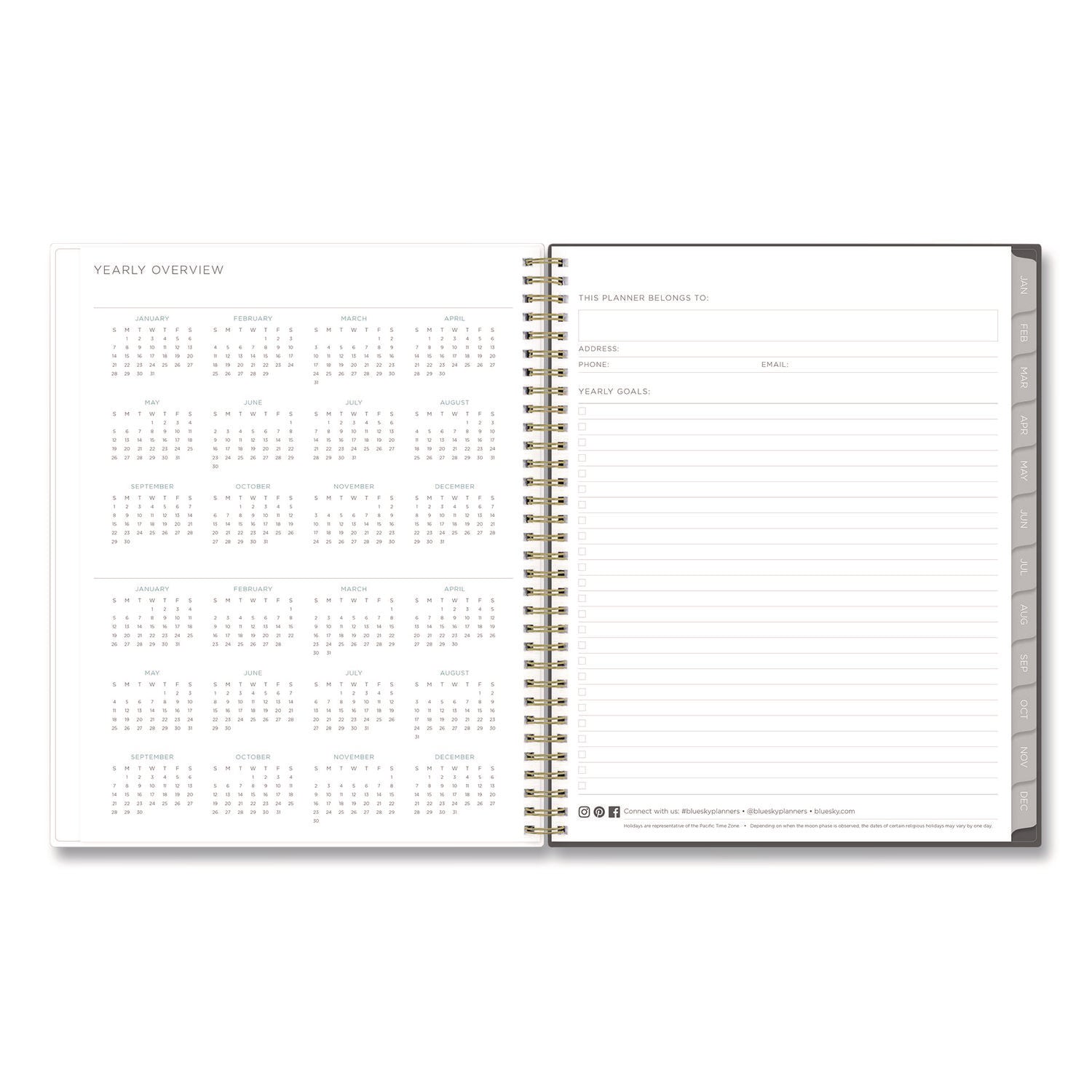 Blue Sky® Kelly Ventura Midnight Garden Weekly/Monthly Planner, Floral Artwork, 11 x 8.5, Multicolor Cover, 12-Month (Jan to Dec): 2025