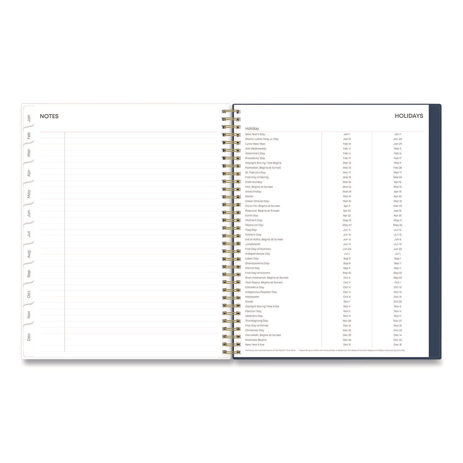 Blue Sky® Ashlyn Weekly/Monthly Planner, Floral Artwork, 11 x 8.5, Navy/Multicolor Cover, 12-Month (Jan to Dec): 2025