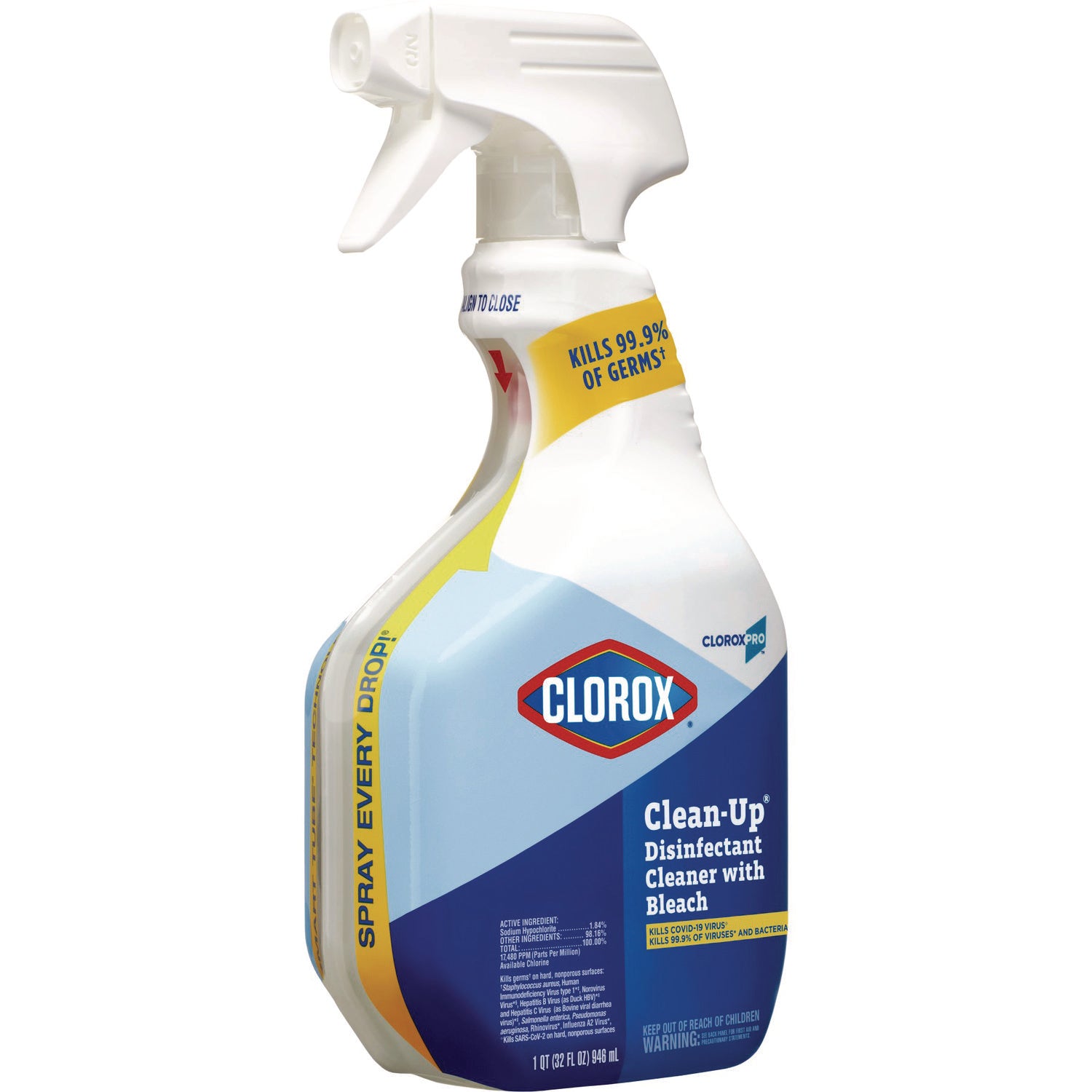 Clorox® CloroxPro Clean-Up Disinfectant Cleaner with Bleach, 32 oz Smart Tube Spray, 9/Carton