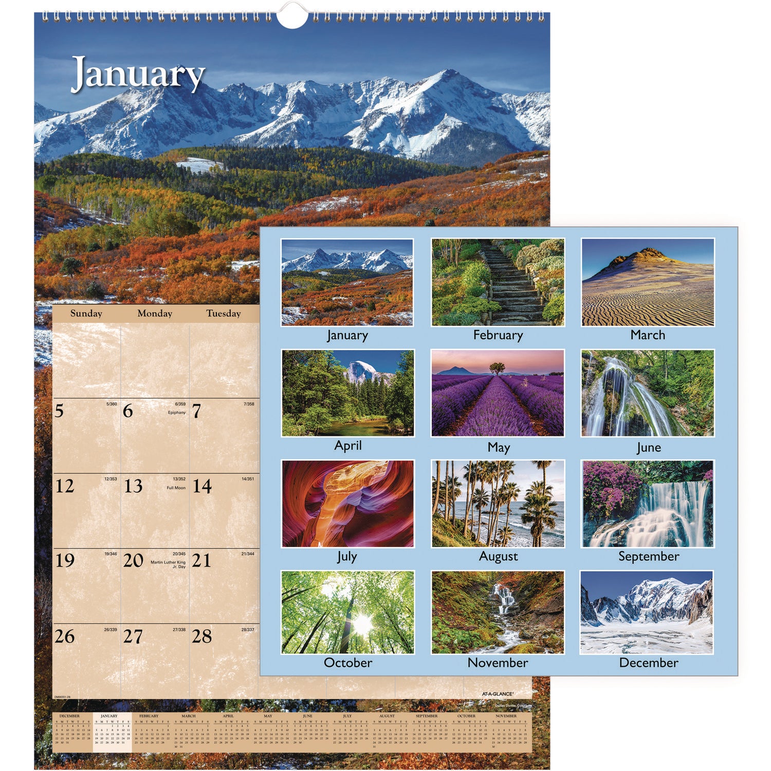 AT-A-GLANCE® Scenic Monthly Wall Calendar, Landscape Photography, 15.5 x 22.75, White/Multicolor Sheets, 12-Month (Jan-Dec): 2025