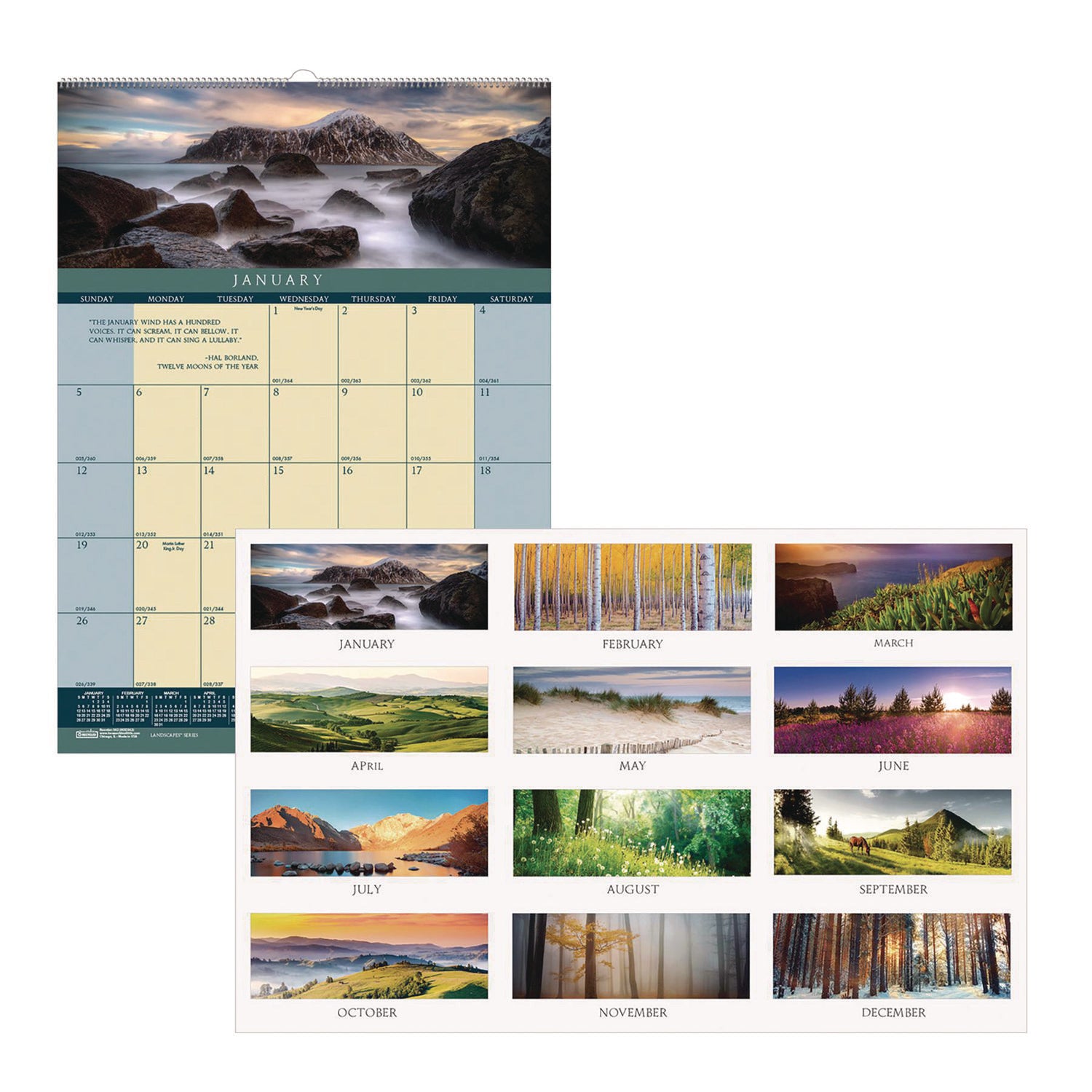 Earthscapes Recycled Monthly Wall Calendar, Color Landscape Photography, 12 x 16.5, White Sheets, 12-Month (Jan-Dec): 2025