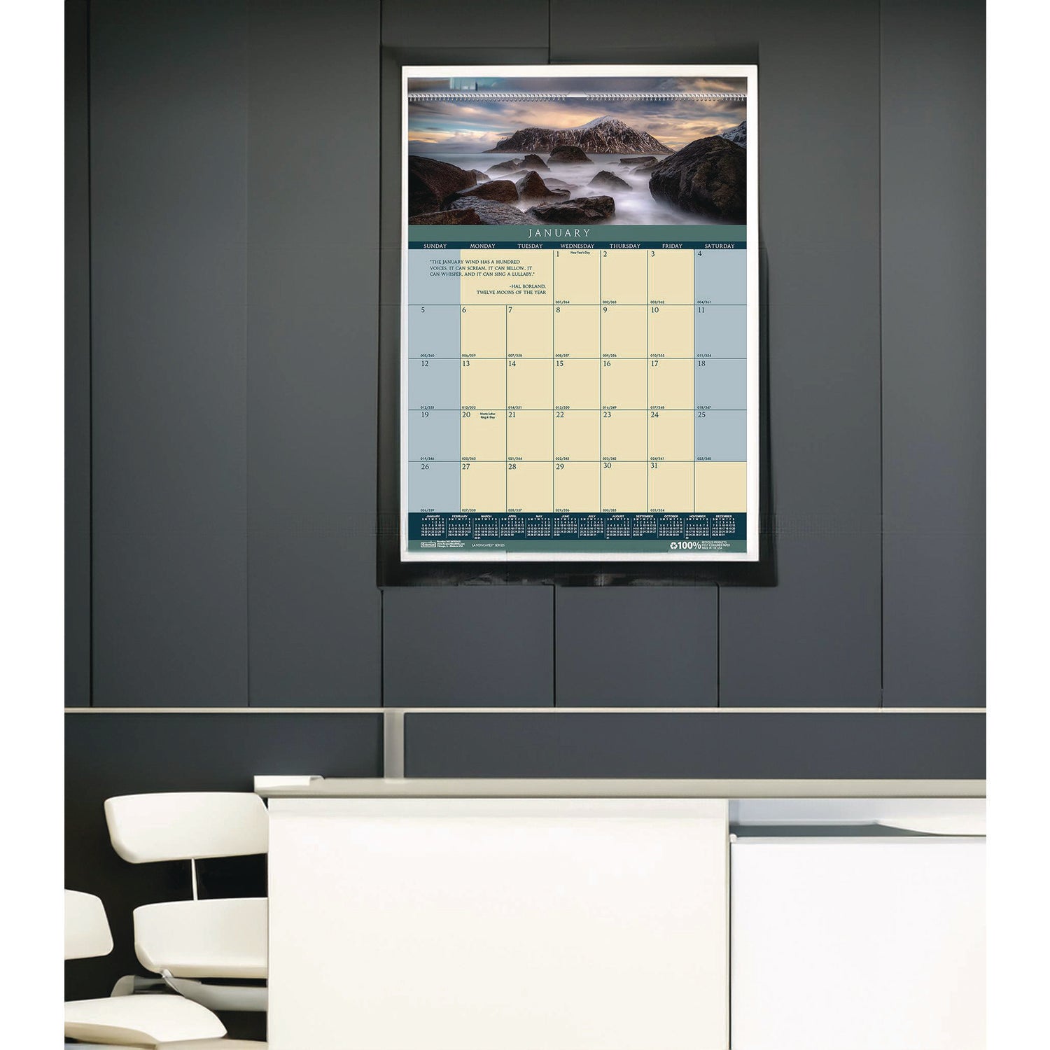 House of Doolittle™ Earthscapes Recycled Monthly Wall Calendar, Color Landscape Photography, 12 x 16.5, White Sheets, 12-Month (Jan-Dec): 2025