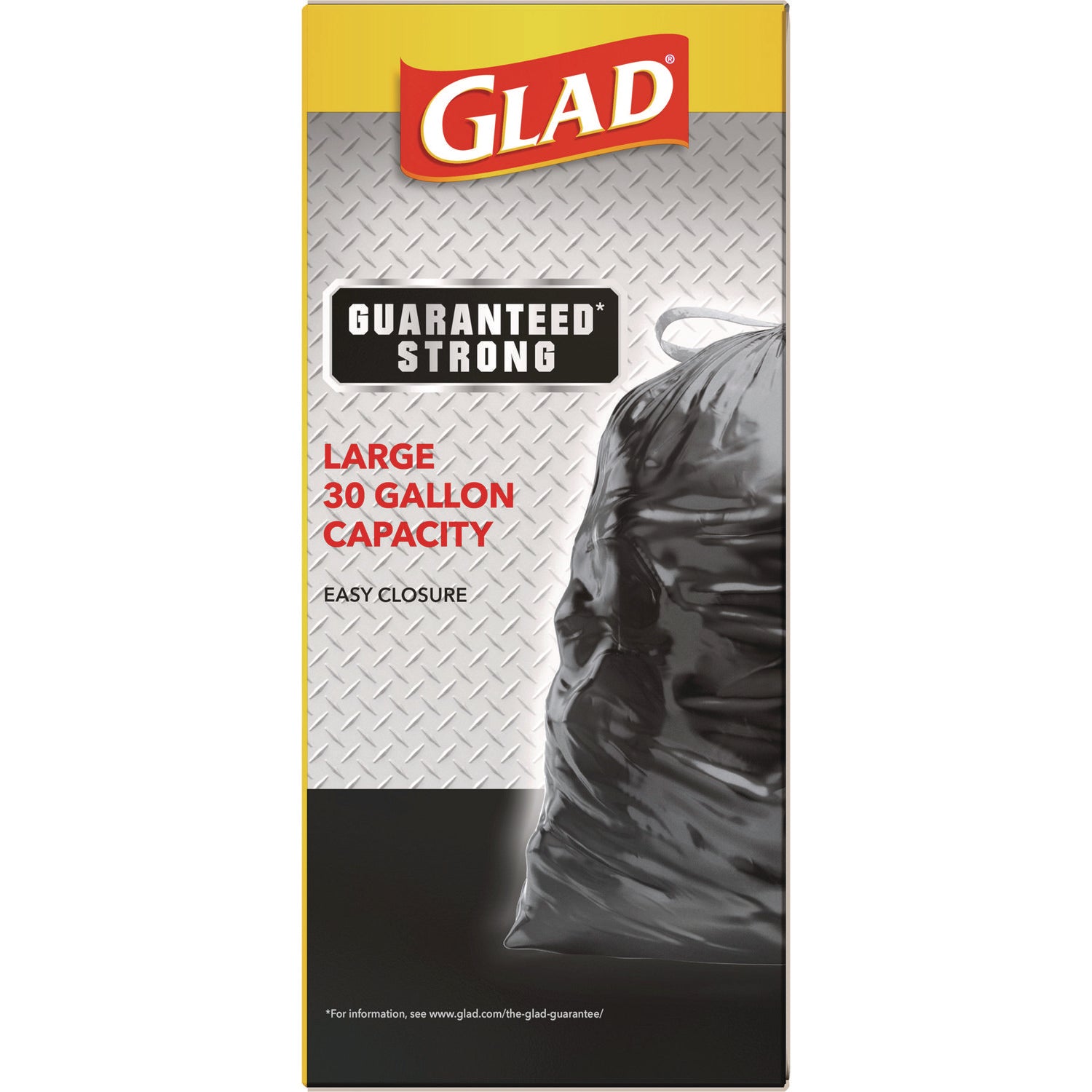 Glad® Guaranteed Strong Large Drawstring Trash Bags, Three-Ply, 30 gal, 1.05 mil, 30 x 33, Black, 28/Box