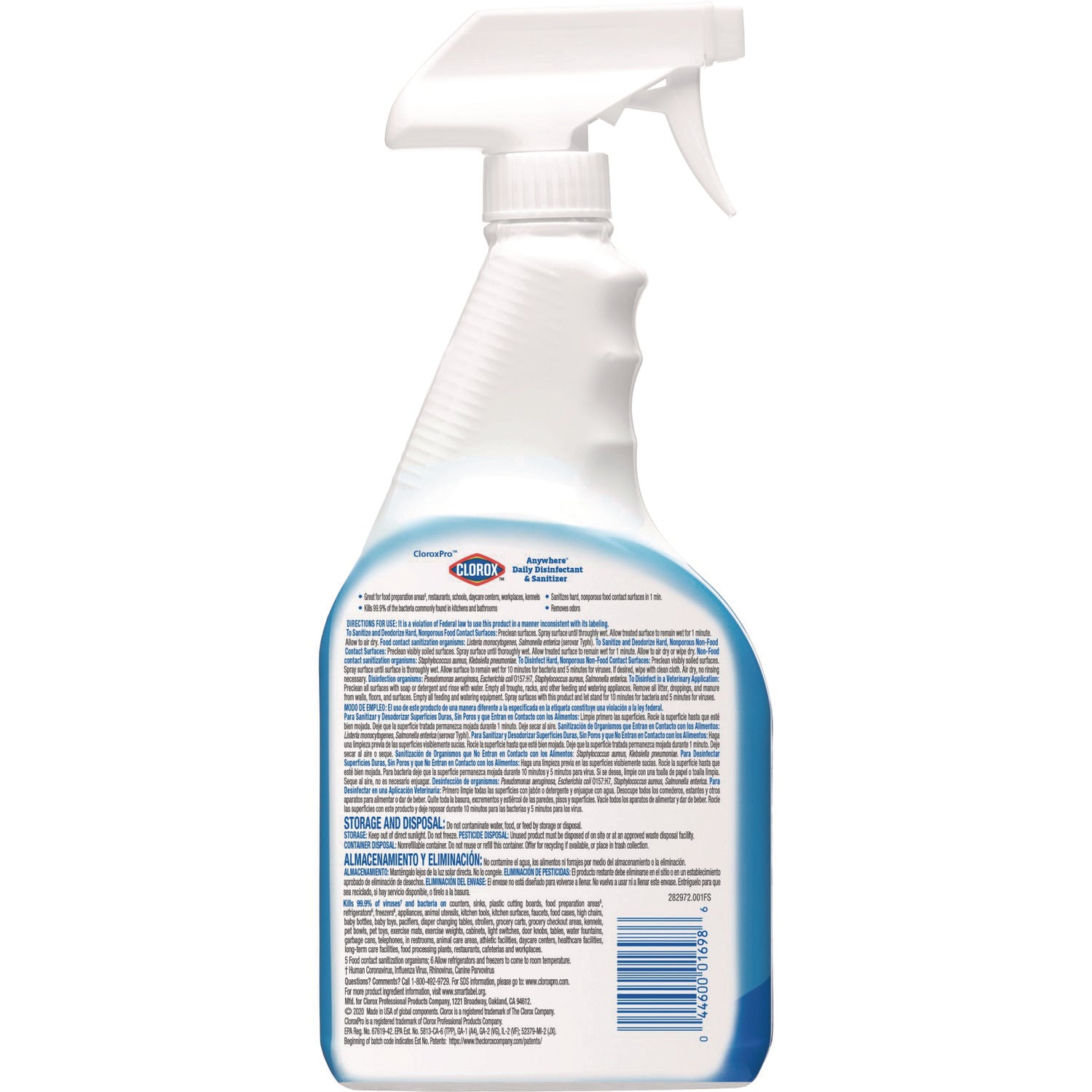 Clorox® Anywhere Daily Disinfectant and Sanitizer, 32 oz Spray Bottle, 12/Carton