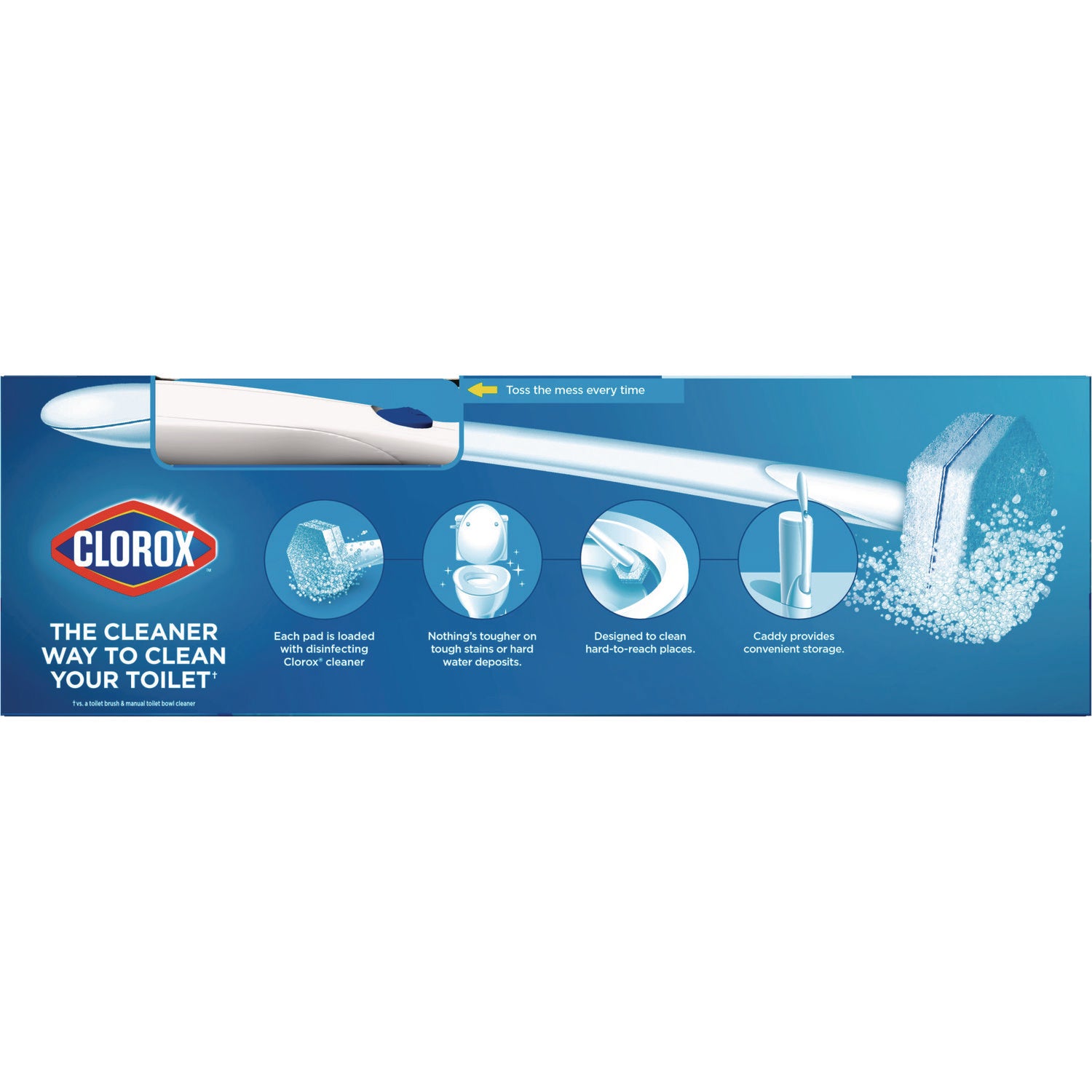 Clorox® Toiletwand Disposable Toilet Cleaning System: Handle, Caddy And Refills, White, 6/Carton