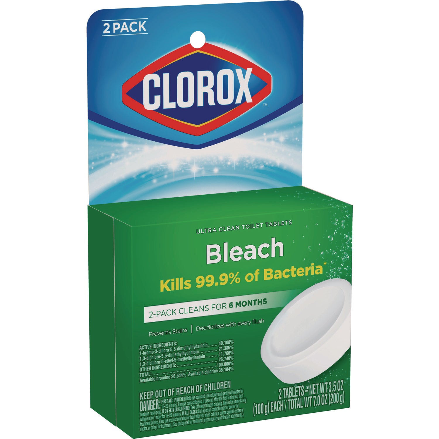 Clorox® Ultra Clean Toilet Tablets Bleach, 3.5 oz Tablet, 2/Pack