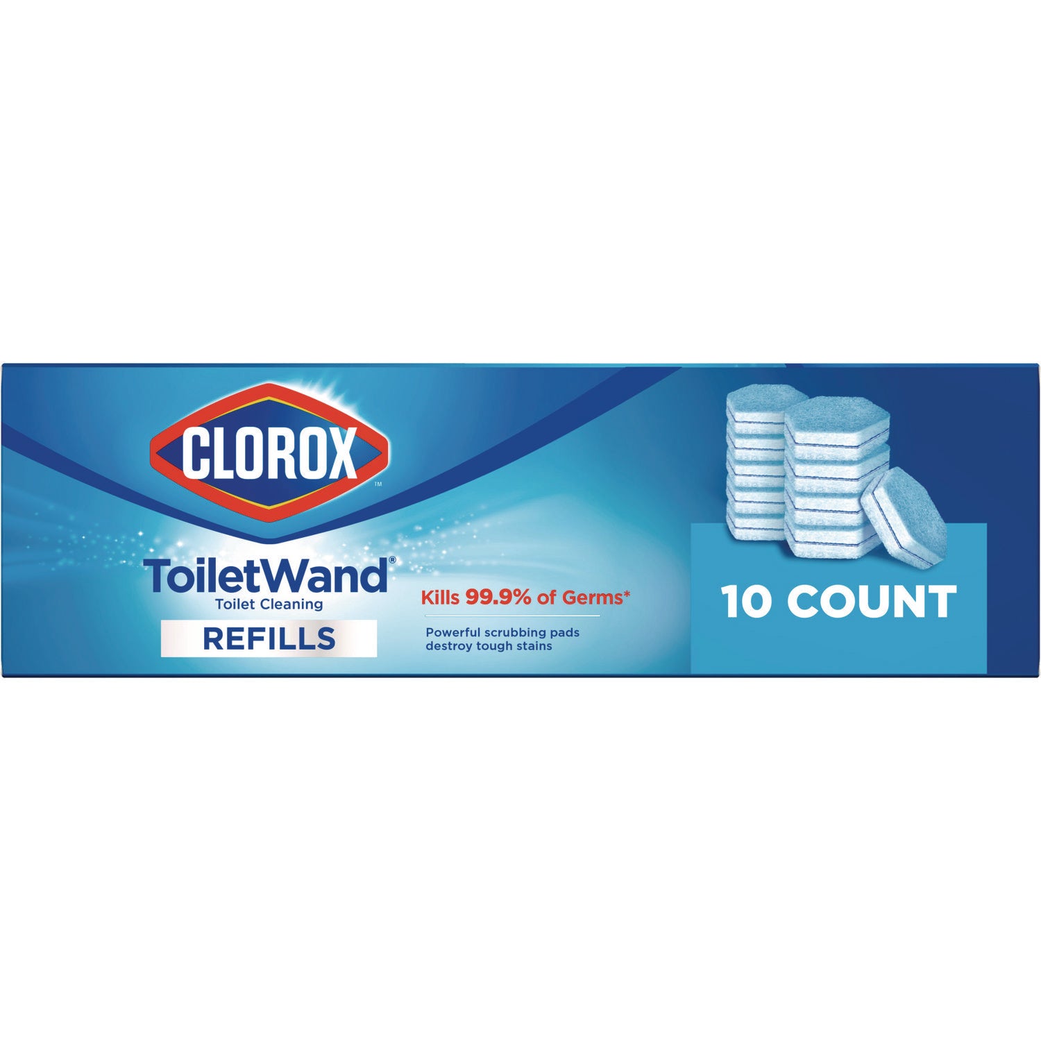Clorox® Disinfecting Toiletwand Refill Heads, Blue/White, 10/Pack, 6 Packs/Carton