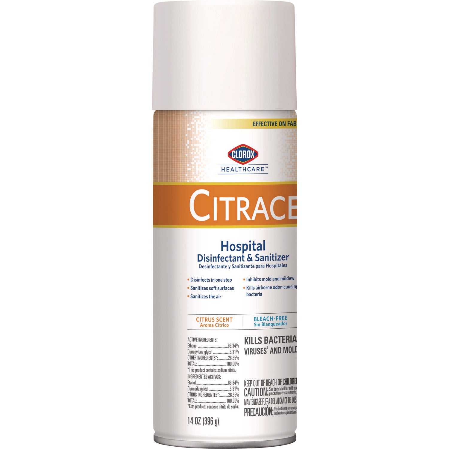 Clorox Healthcare® Citrace Hospital Disinfectant and Sanitizer, Citrus, 14 oz Aerosol Spray, 12/Carton