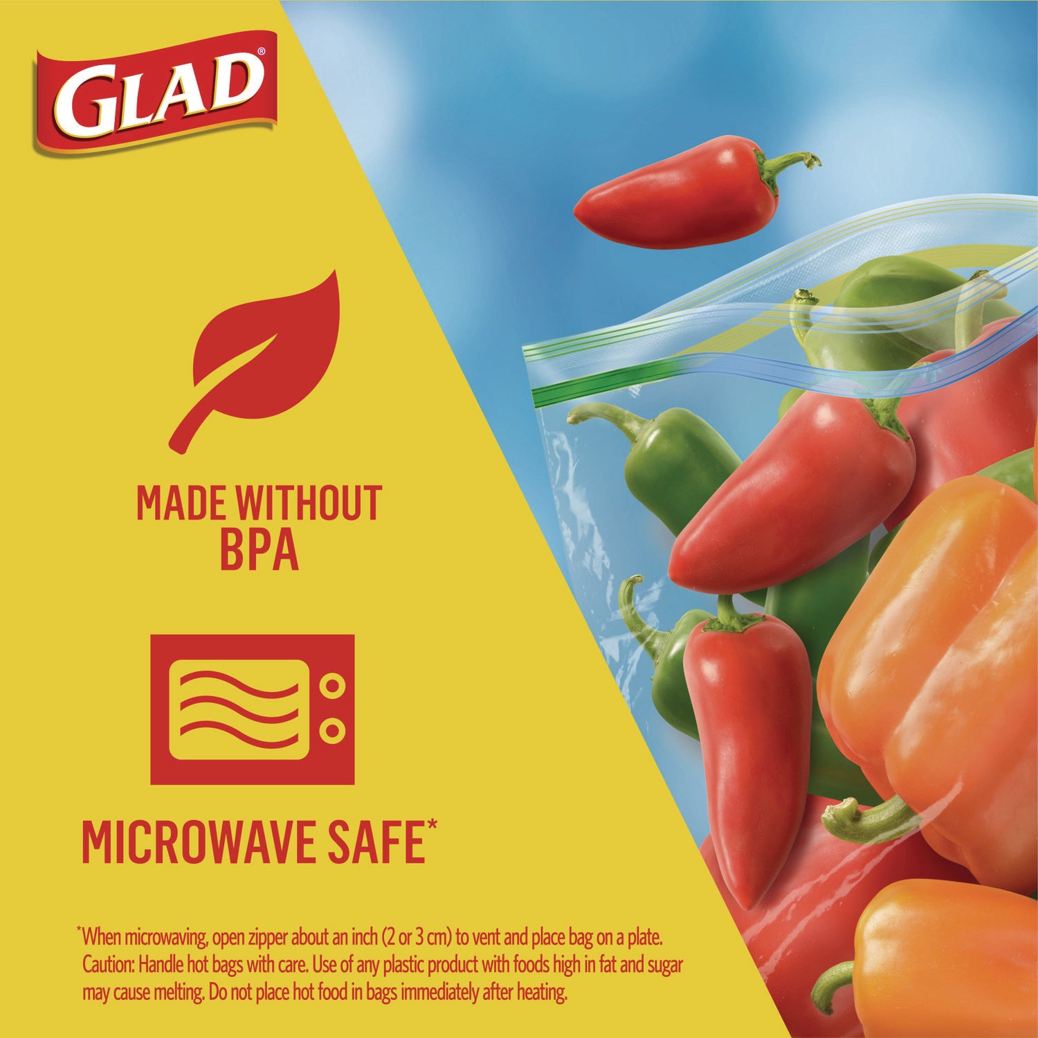 Glad® Zipper Food Storage Sandwich Bags, 6.63 x 5.88, Clear, 50 Bags/Box, 12 Boxes/Carton