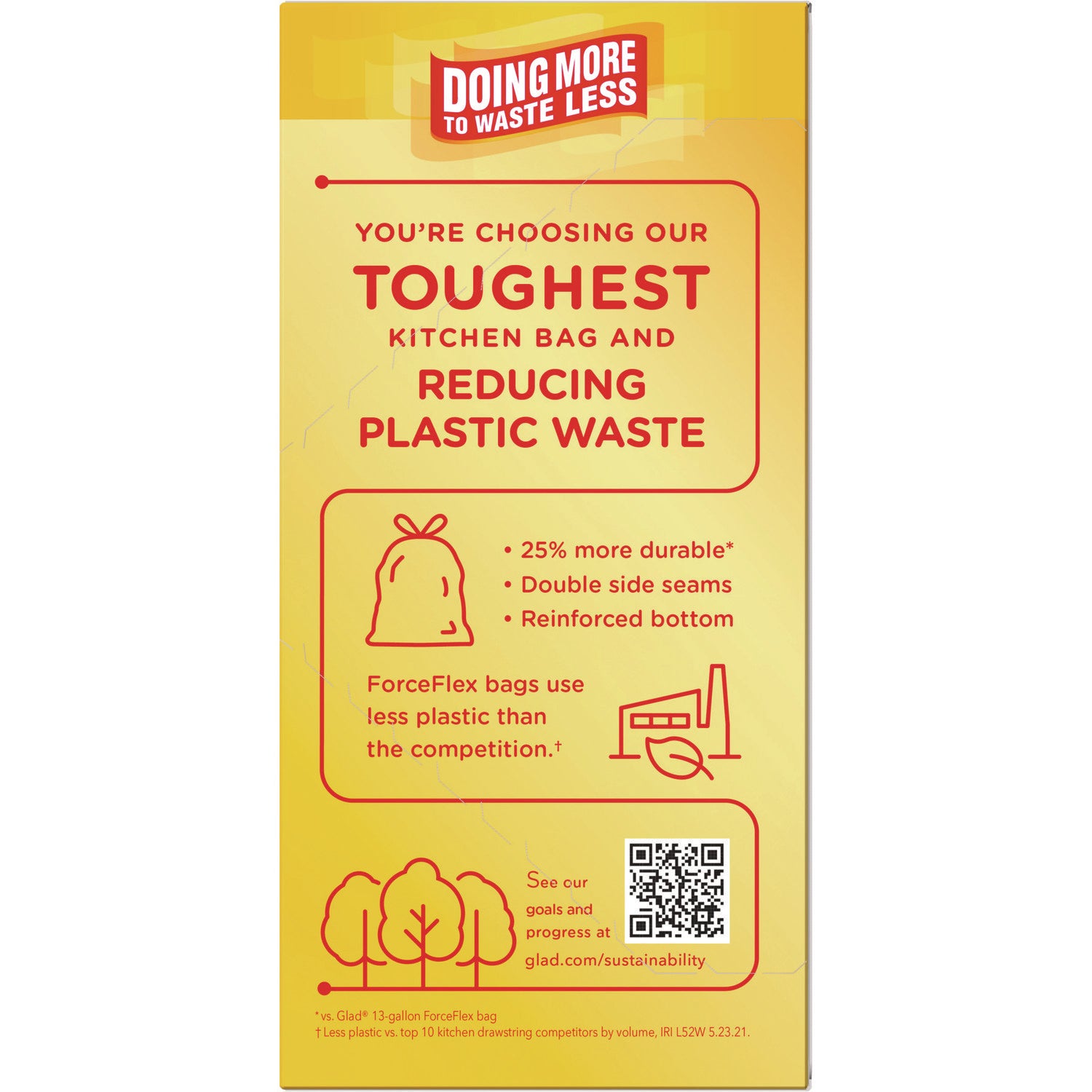 Glad® ForceFlex MaxStrength Tall Kitchen Drawstring Trash Bags, 13 gal, Fresh Clean Scent, 24 x 28, White, 34/Box, 6 Boxes/Carton