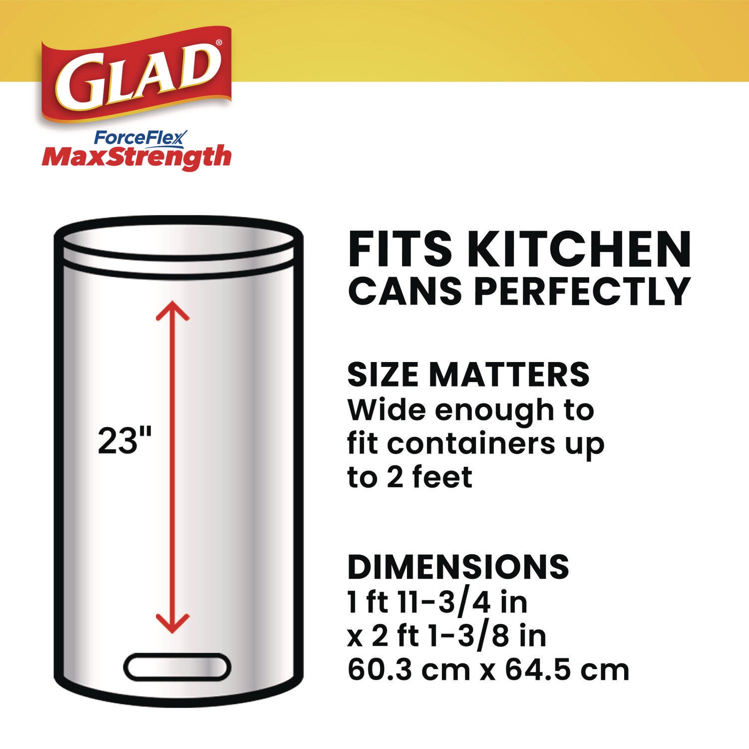 Glad® ForceFlex MaxStrength Tall Kitchen Drawstring Trash Bags, 13 gal, Fresh Clean Scent, 24 x 28, White, 34/Box, 6 Boxes/Carton